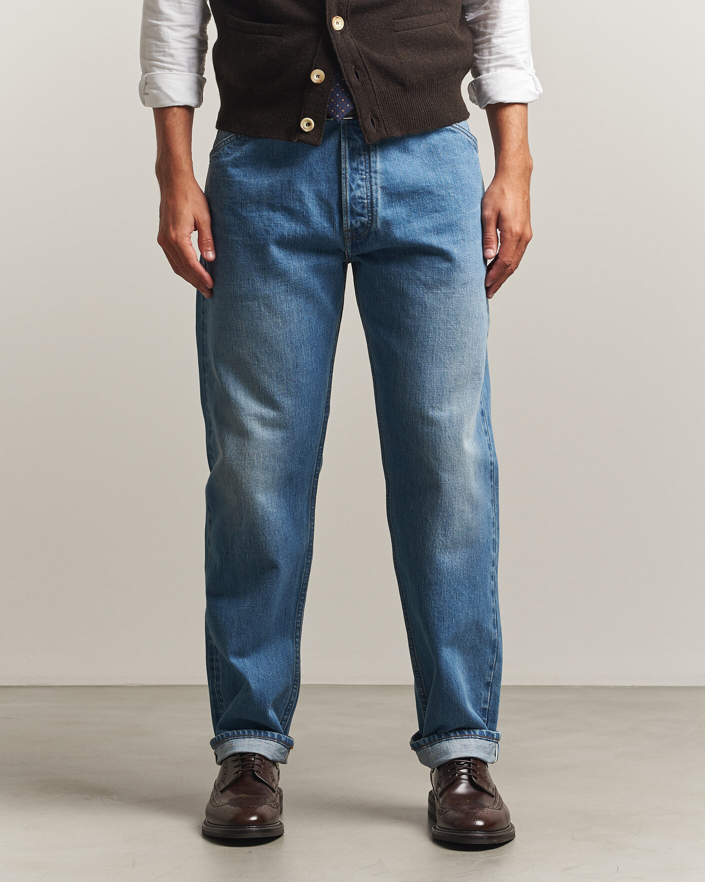 Uomini | Jeans | Drake's | 5-Pocket Japanese Selvedge Denim Stone Wash