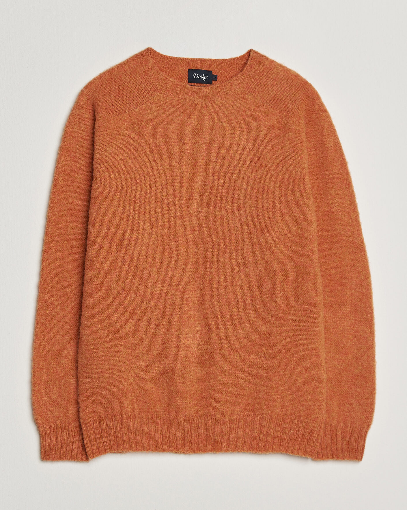 Uomini | Maglieria | Drake's | Brushed Shetland Crew Orange