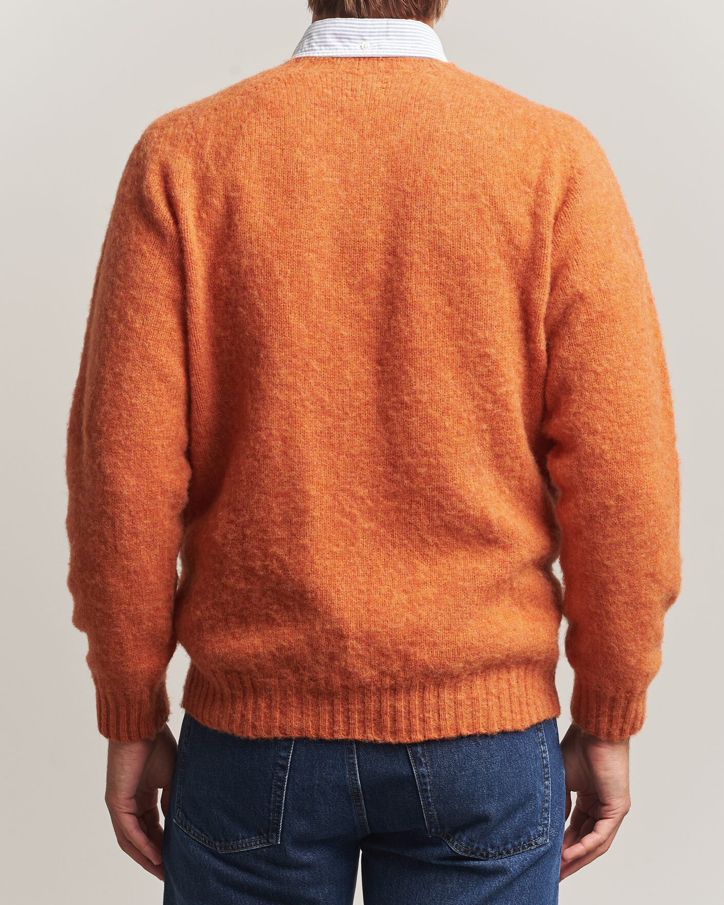 Uomini | Maglieria | Drake's | Brushed Shetland Crew Orange