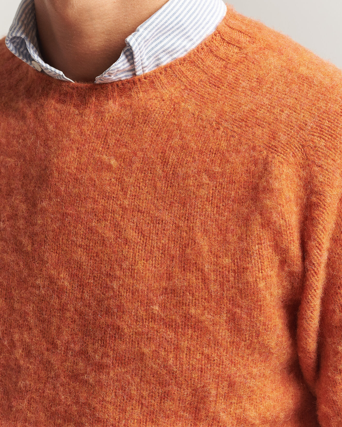 Uomini | Maglieria | Drake's | Brushed Shetland Crew Orange