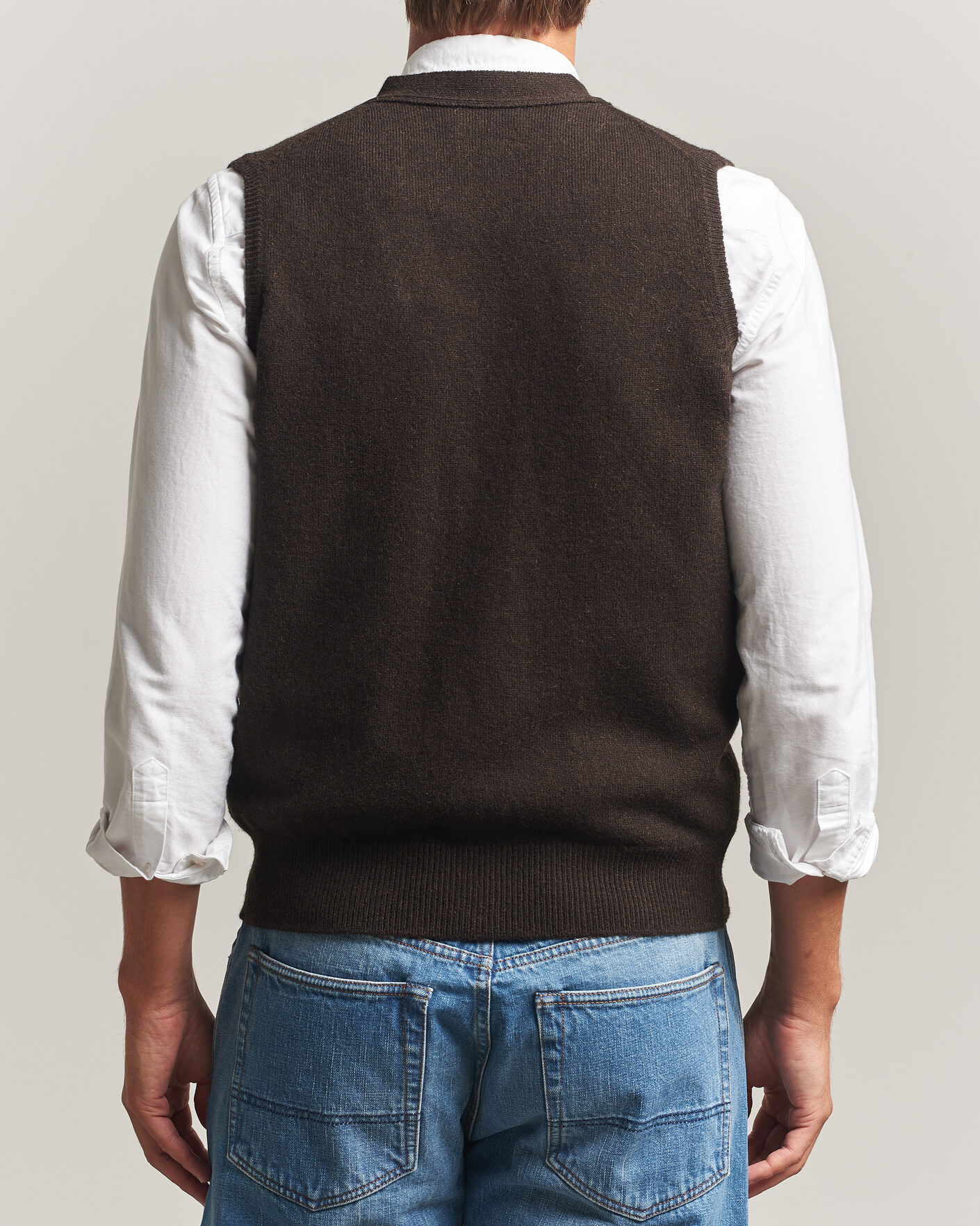 Uomini | Maglieria | Drake's | Lambswool Vest Cardigan Dark Brown