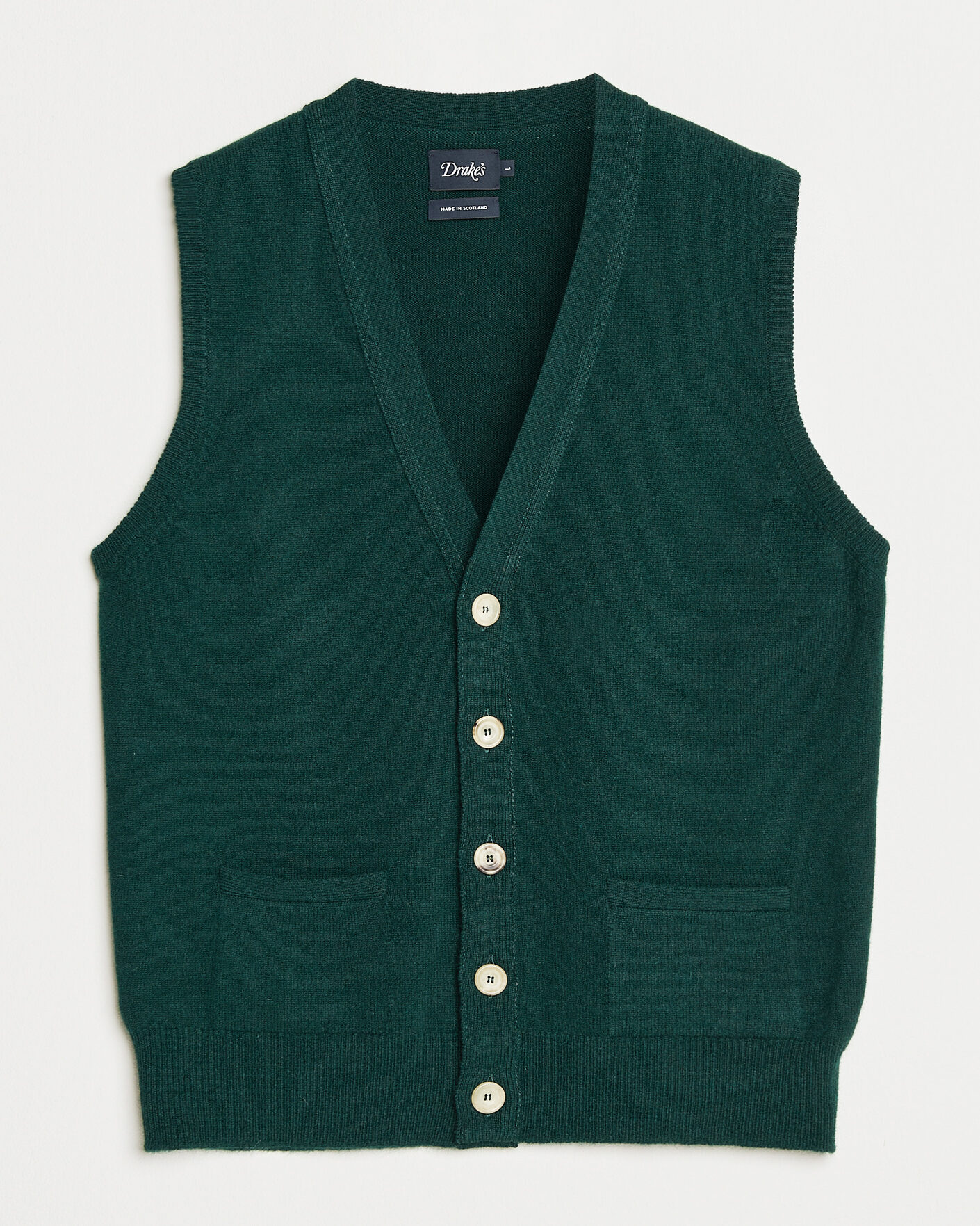 Uomini | Maglieria | Drake's | Lambswool Vest Cardigan Green