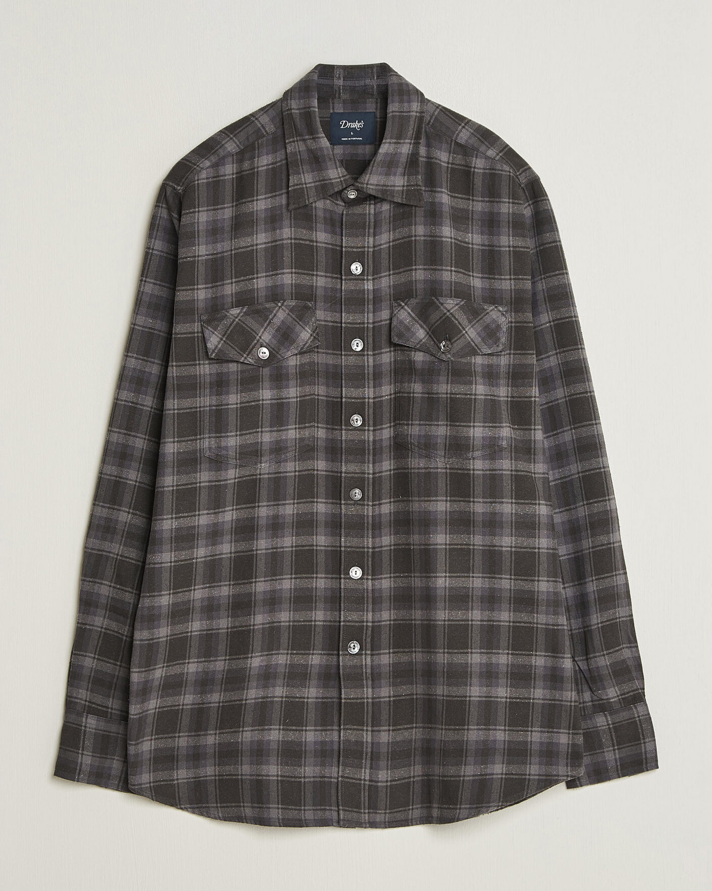 Uomini | Camicie | Drake's | Cotton/Silk Two Pocket Shirt Grey