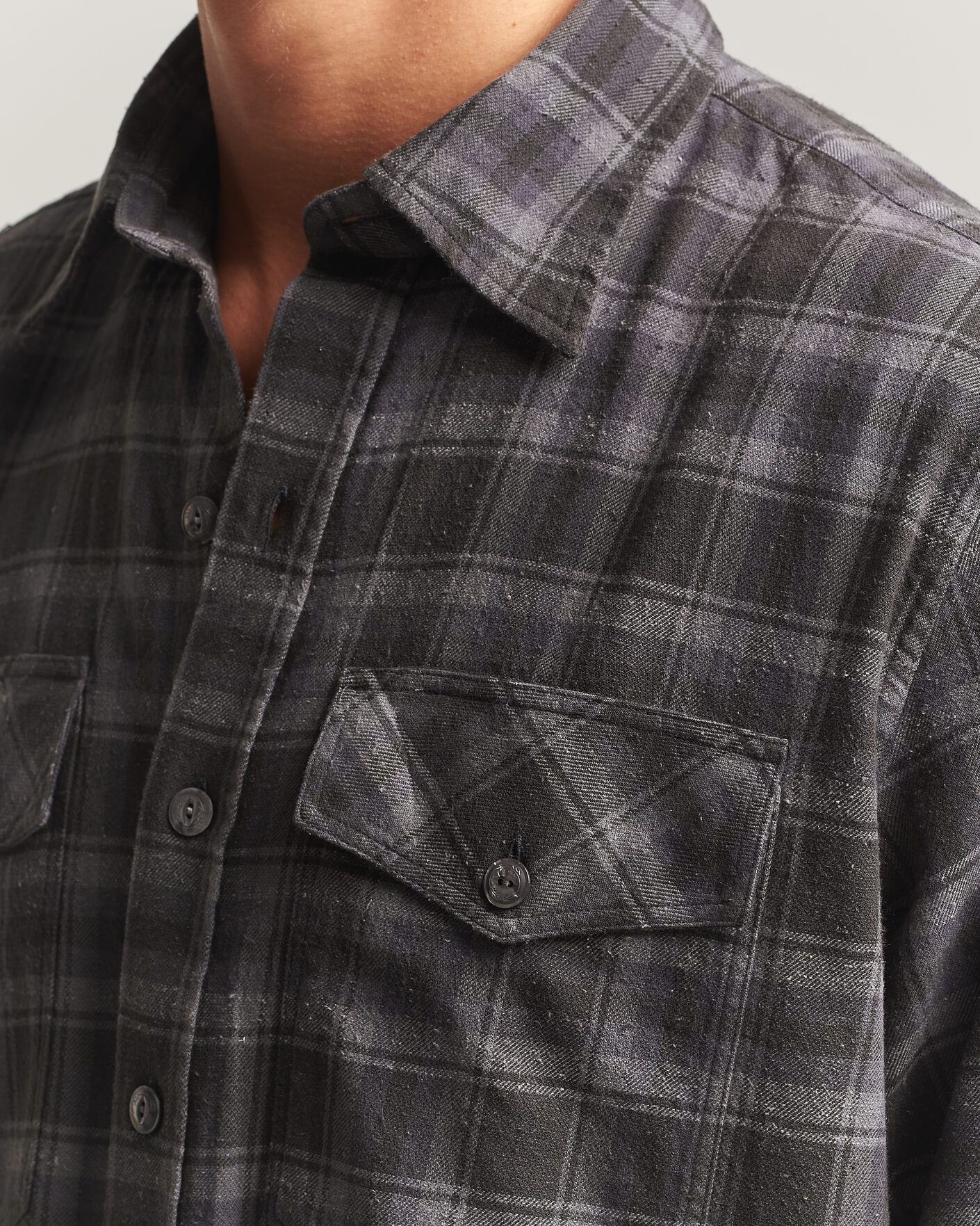 Uomini | Camicie | Drake's | Cotton/Silk Two Pocket Shirt Grey
