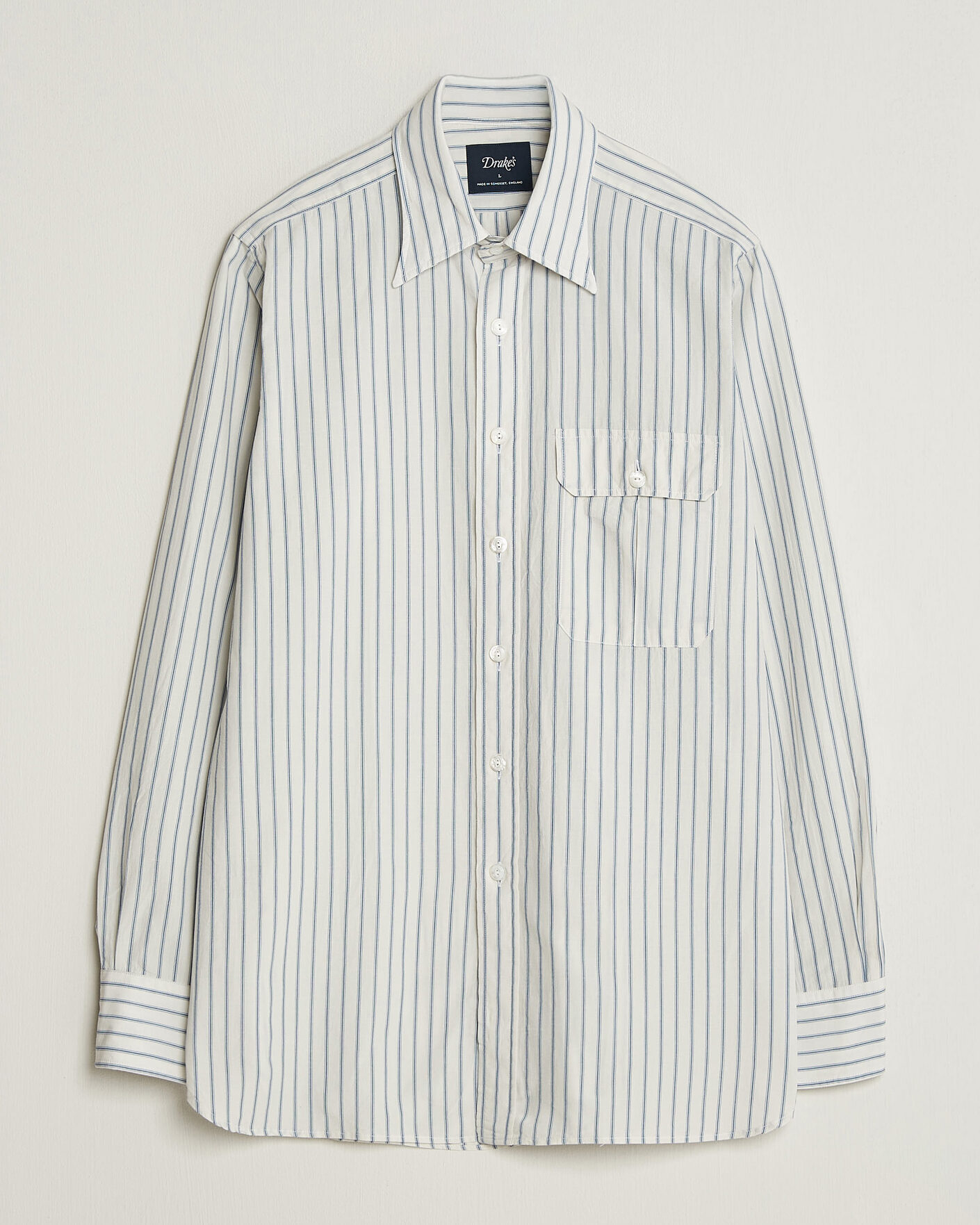 Uomini | Camicie | Drake's | One Pocket Halo Stripe Shirt White