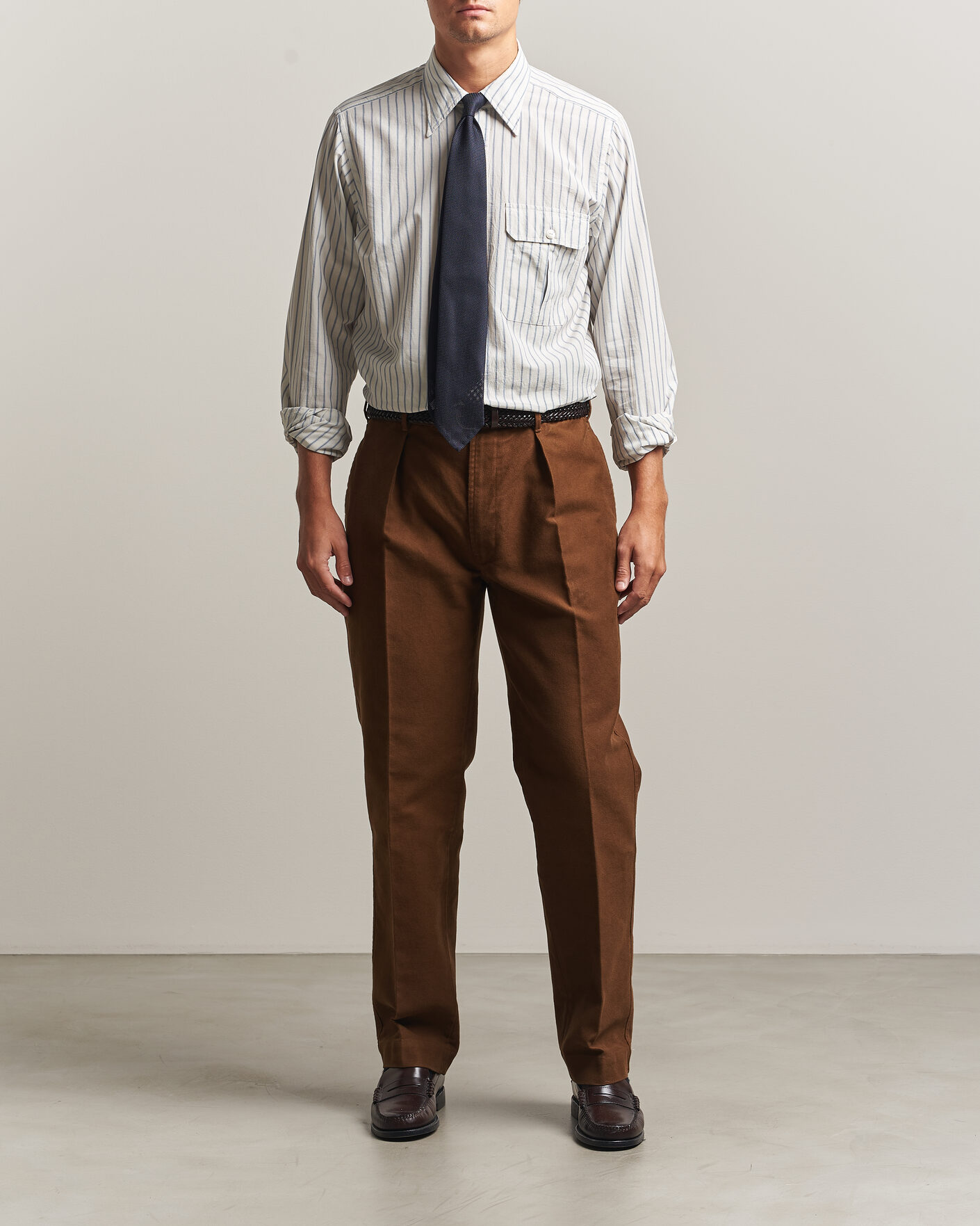 Uomini | Camicie | Drake's | One Pocket Halo Stripe Shirt White