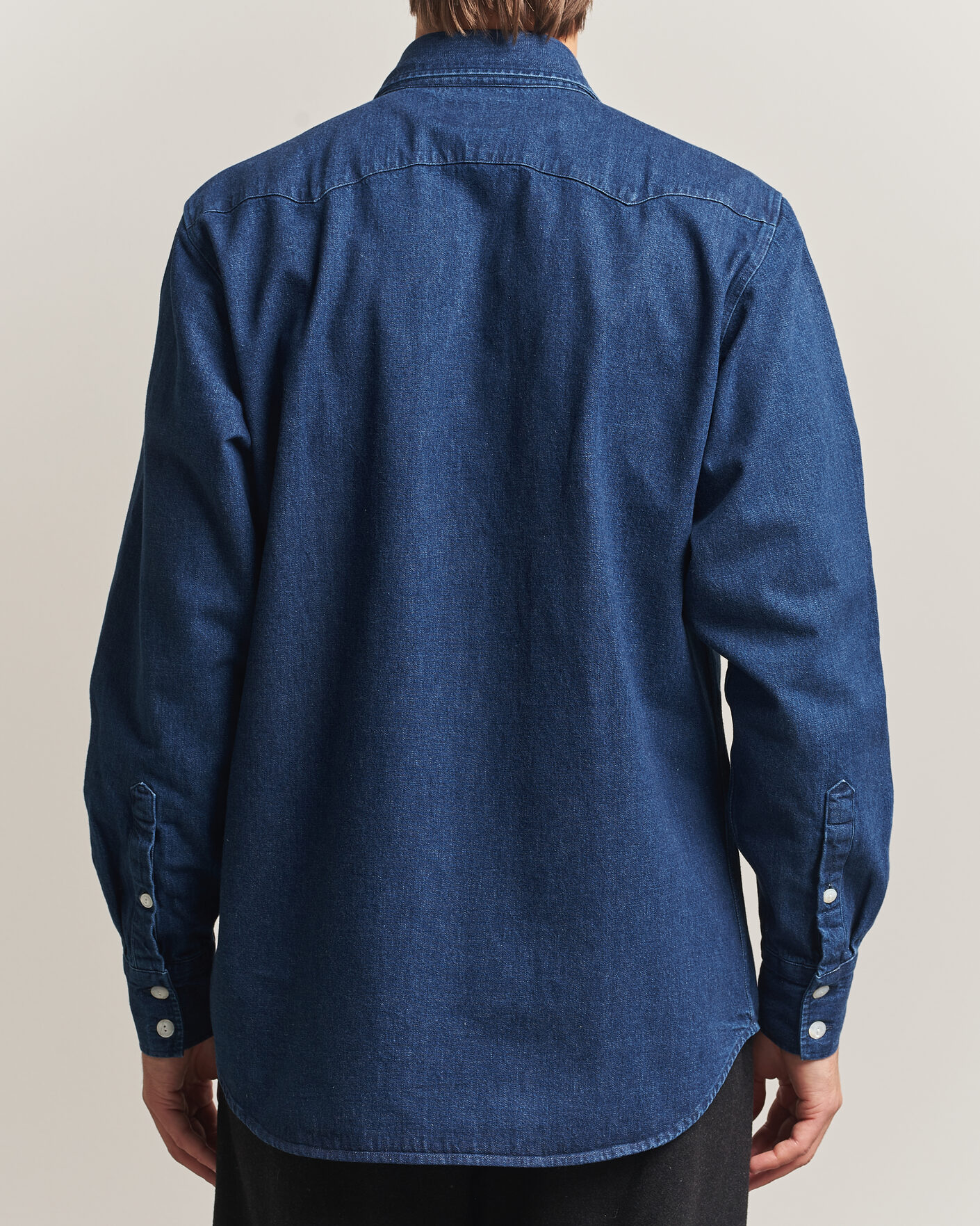 Uomini | Camicie | Drake's | Western Selvedge Denim Shirt Stone Wash Indigo