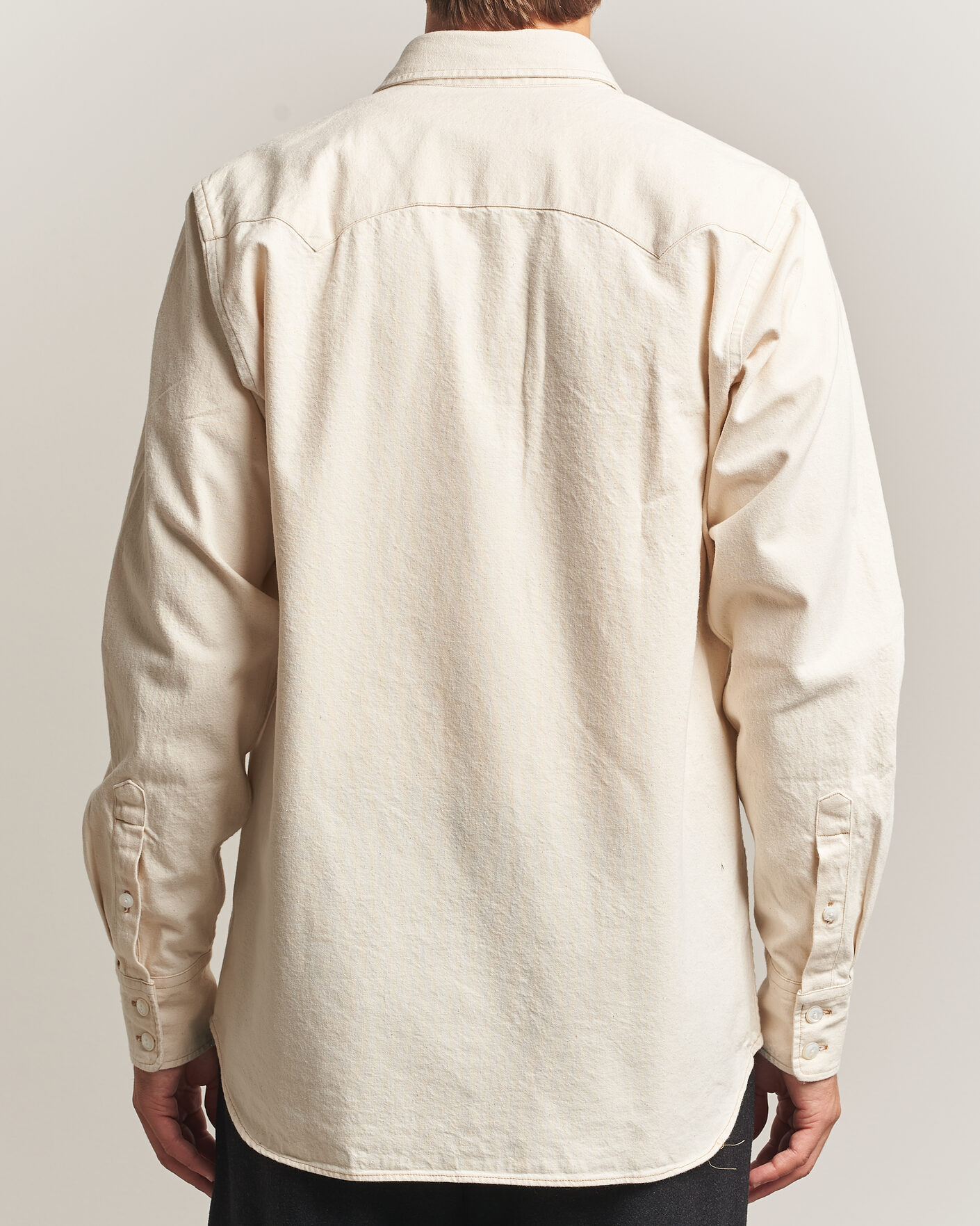 Uomini | Camicie | Drake's | Western Denim Shirt Stone Wash Ecru