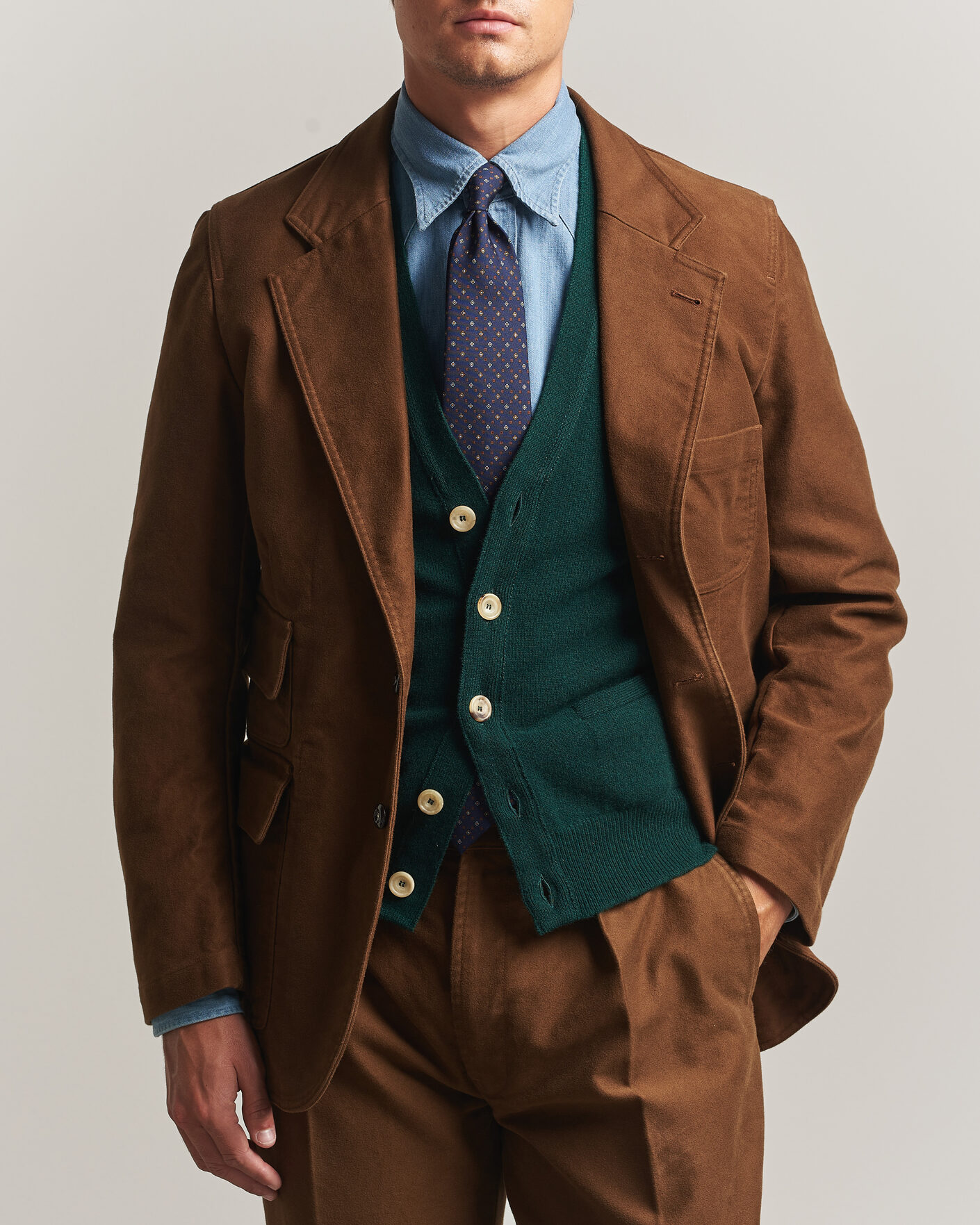 Uomini | Blazers | Drake's | MKIV Japanese Moleskin Games Blazer Brown
