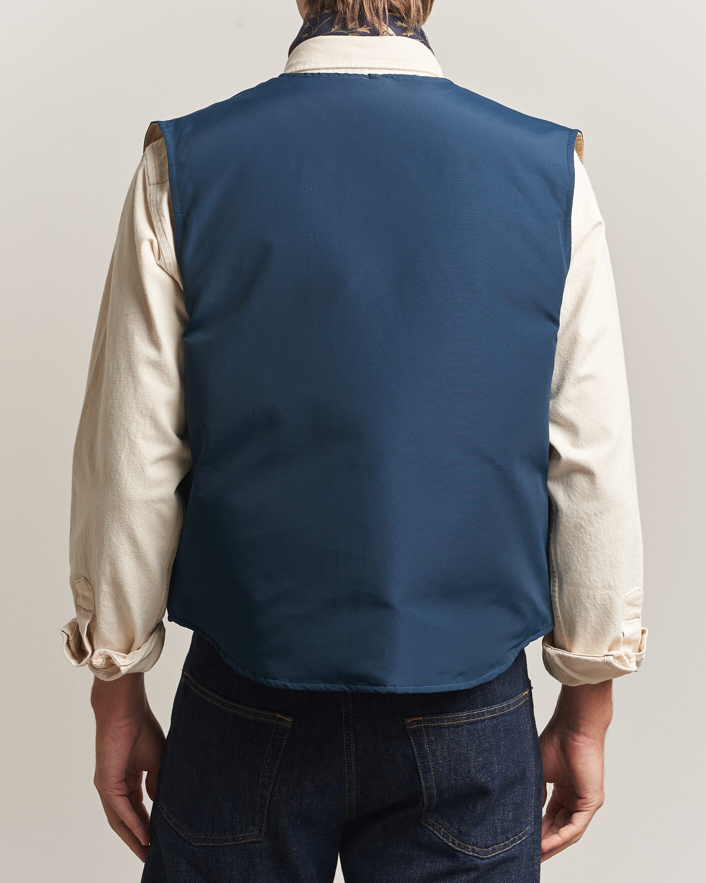 Uomini | Gilet | Drake's | Reversible Down Vest Petrol/Ecru