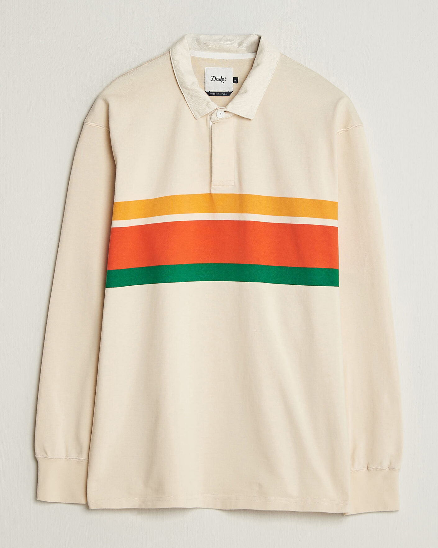 Uomini | Maglieria | Drake's | Middle Stripe Rugby Ecru
