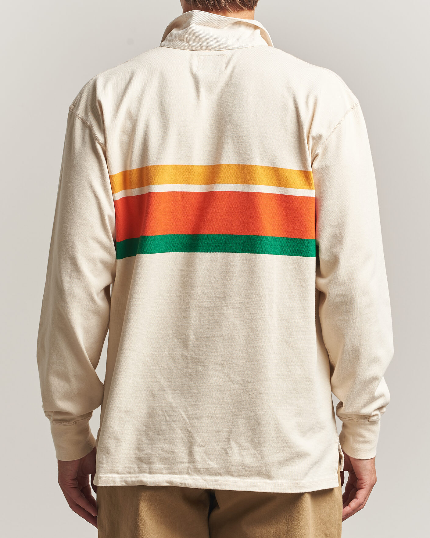 Uomini | Maglieria | Drake's | Middle Stripe Rugby Ecru