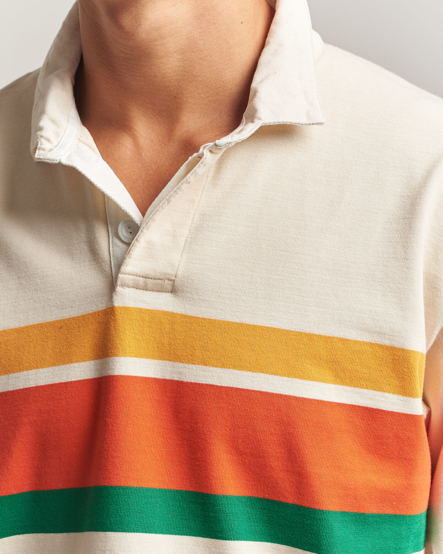 Uomini | Maglieria | Drake's | Middle Stripe Rugby Ecru