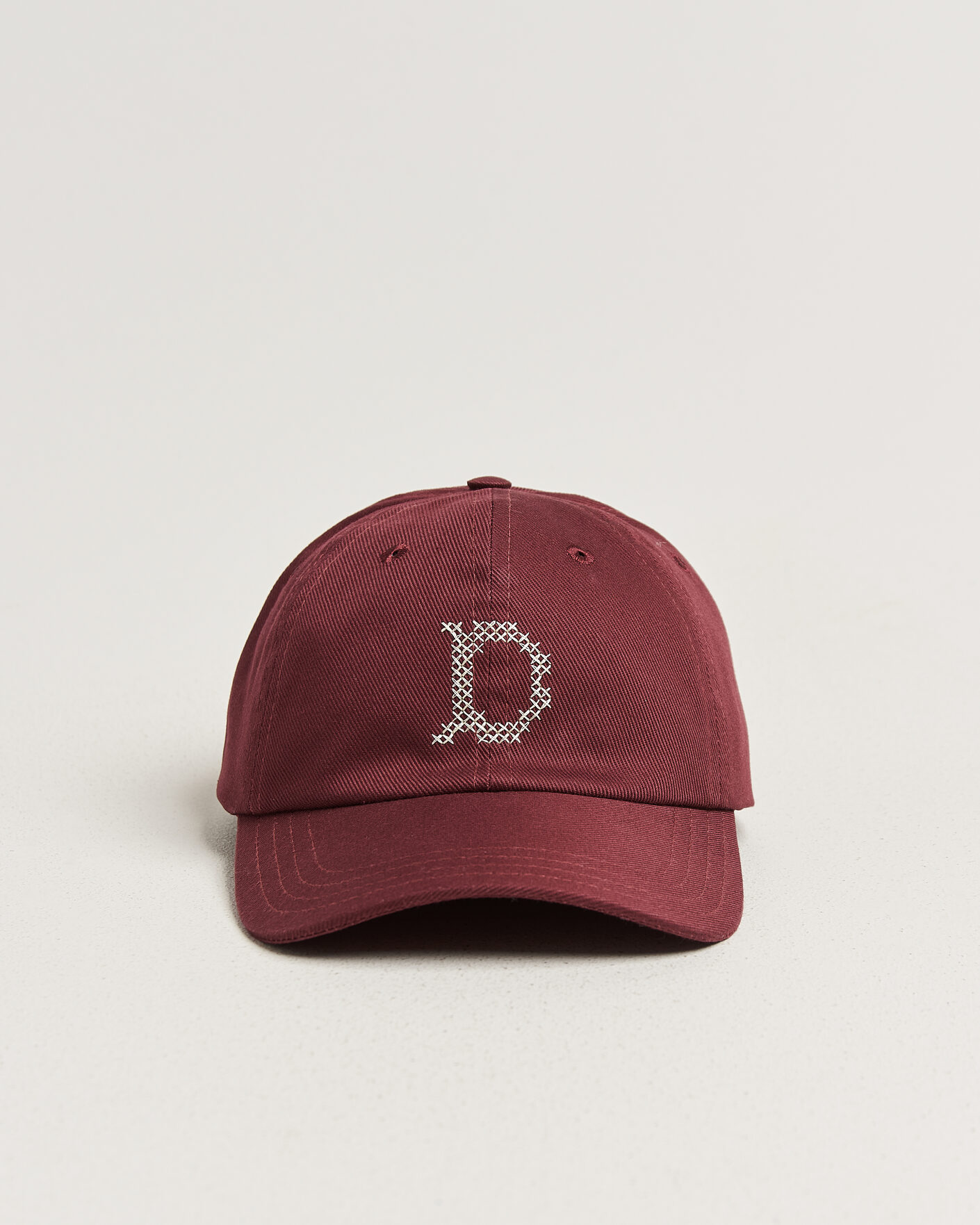 Uomini | Cappelli & Berretti | Drake's | Cross Stitch D Twill Baseball Cap Burgundy