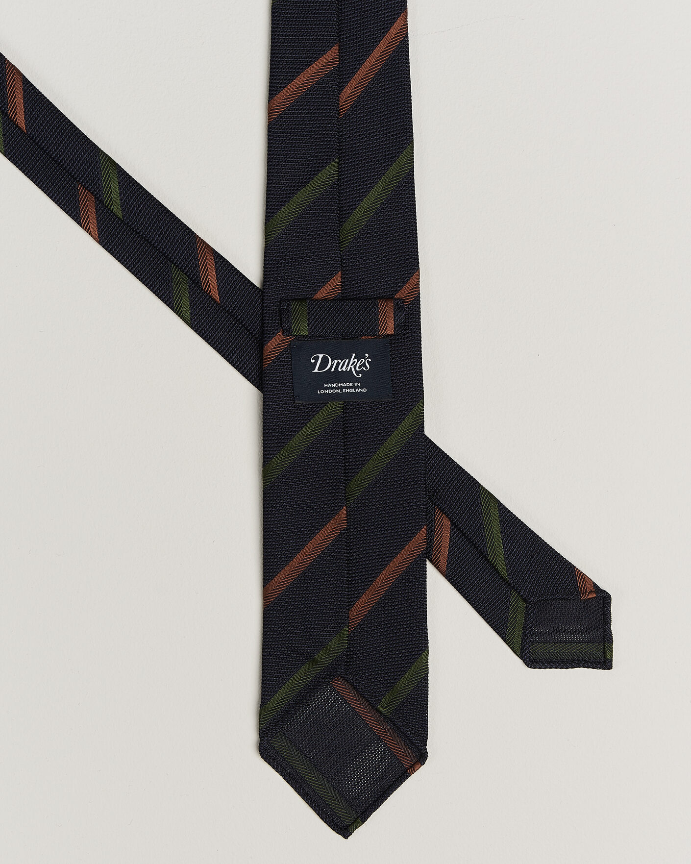 Uomini | Cravatte | Drake's | Multistripe Grenadine Silk Tie Navy/Green/Brown