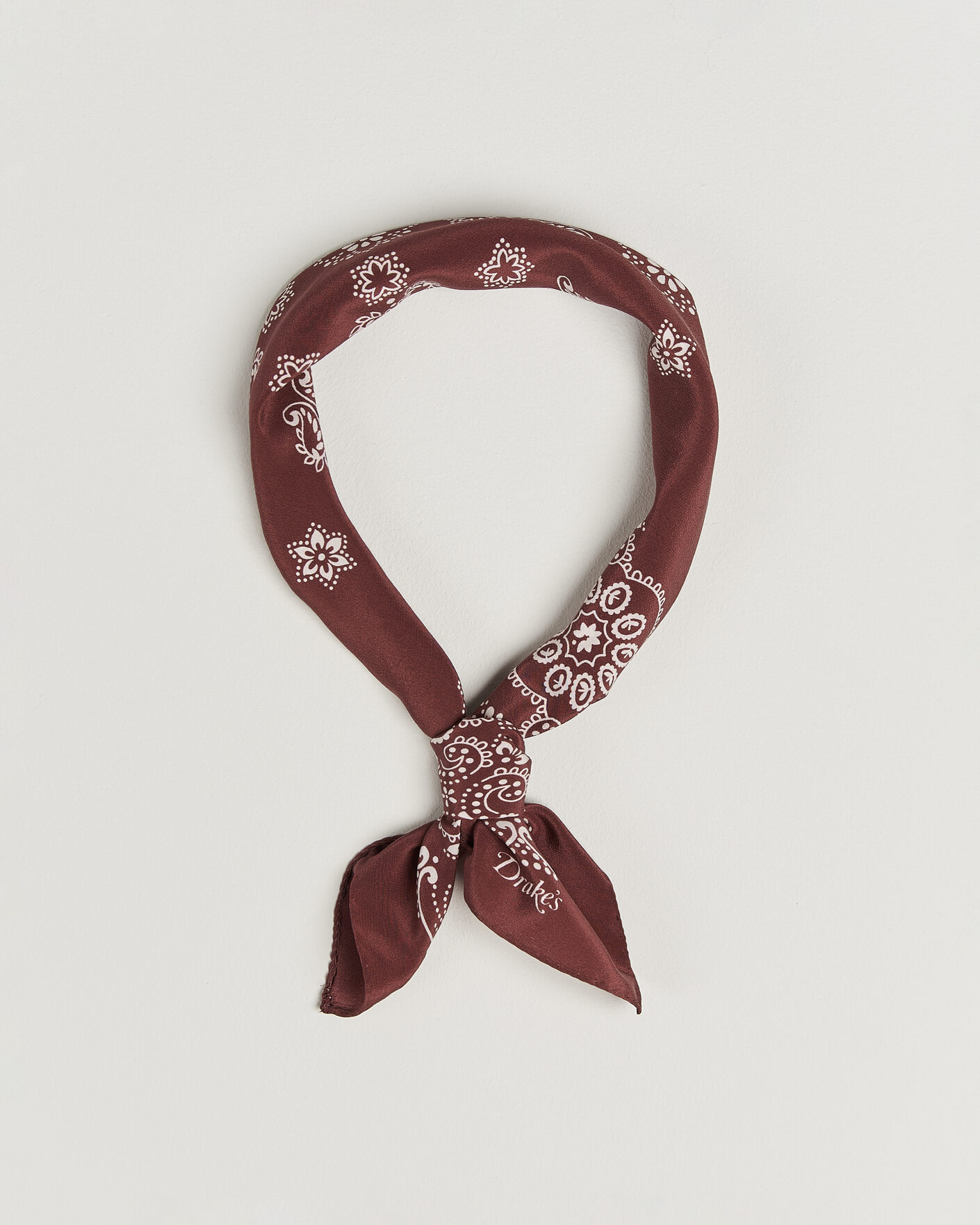 Uomini | Sciarpe | Drake's | Traditional Silk Bandana Burgundy
