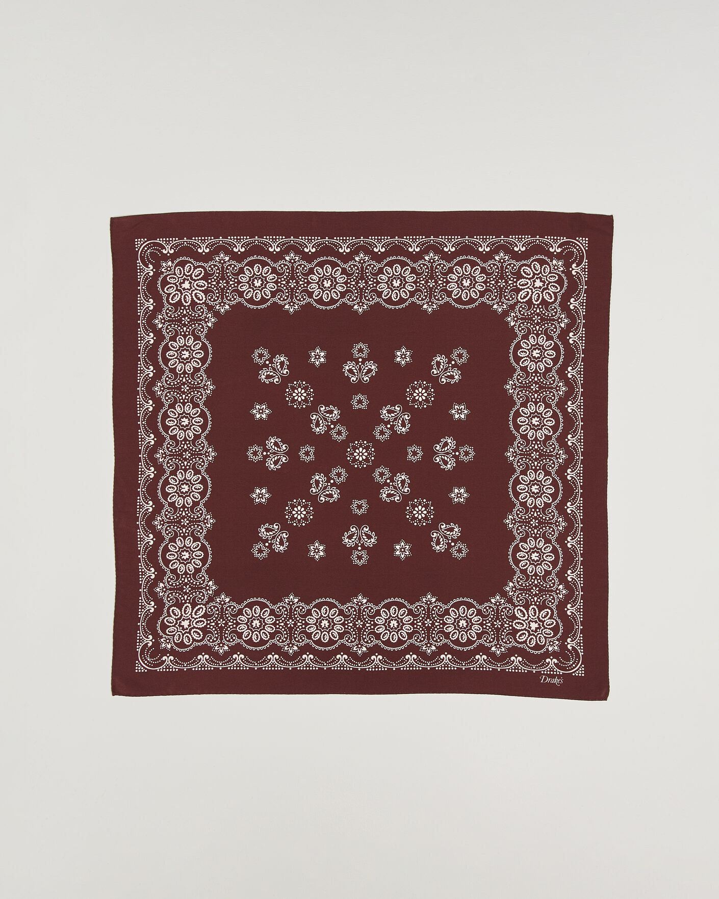 Uomini | Sciarpe | Drake's | Traditional Silk Bandana Burgundy