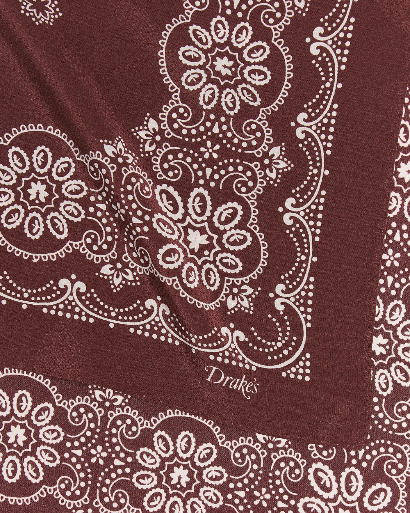 Uomini | Sciarpe | Drake's | Traditional Silk Bandana Burgundy