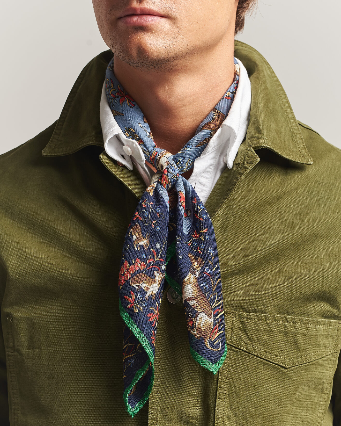 Uomini | Sciarpe | Drake's | Unicorn Tapestry Wool/Silk Bandana Navy