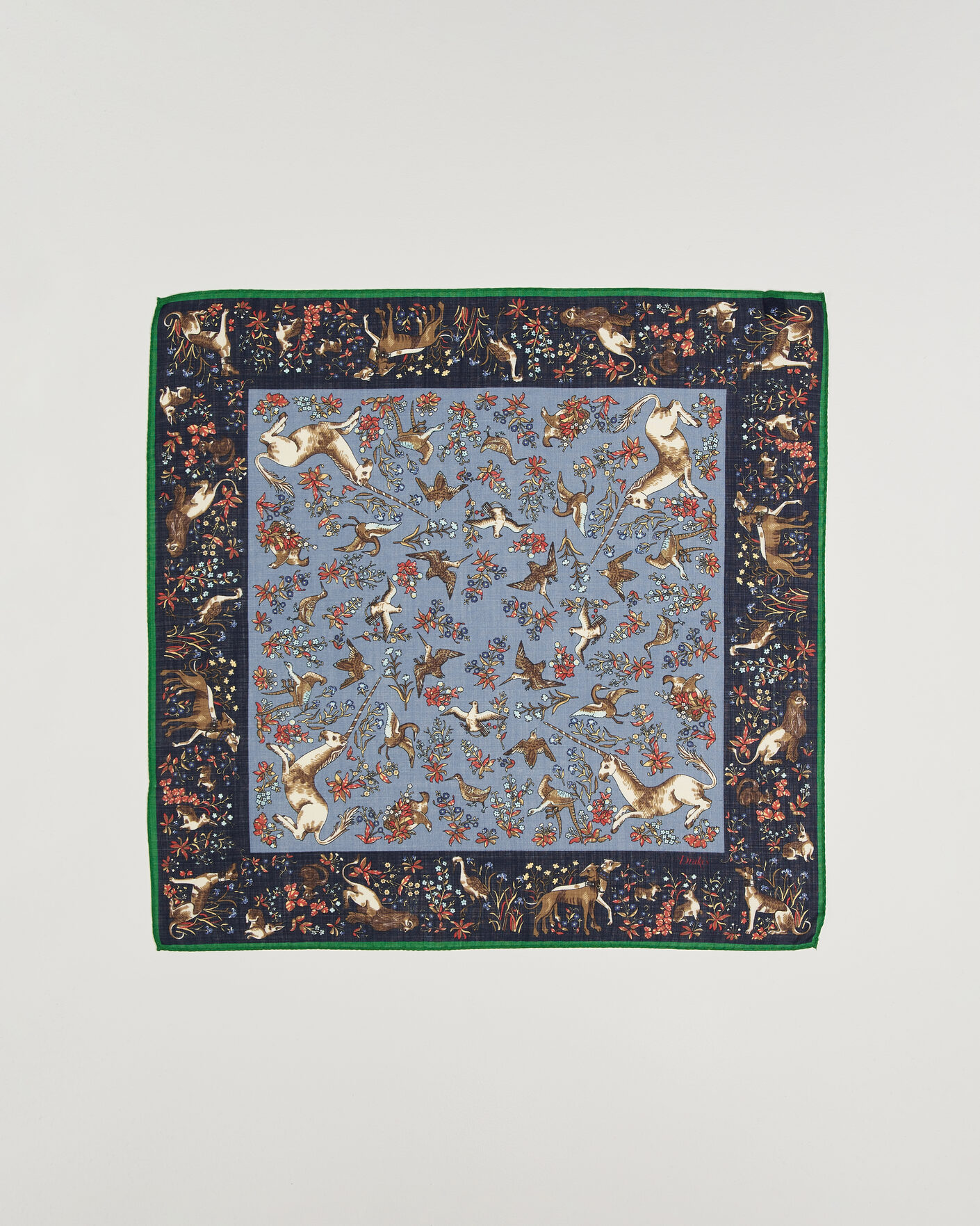 Uomini | Sciarpe | Drake's | Unicorn Tapestry Wool/Silk Bandana Navy