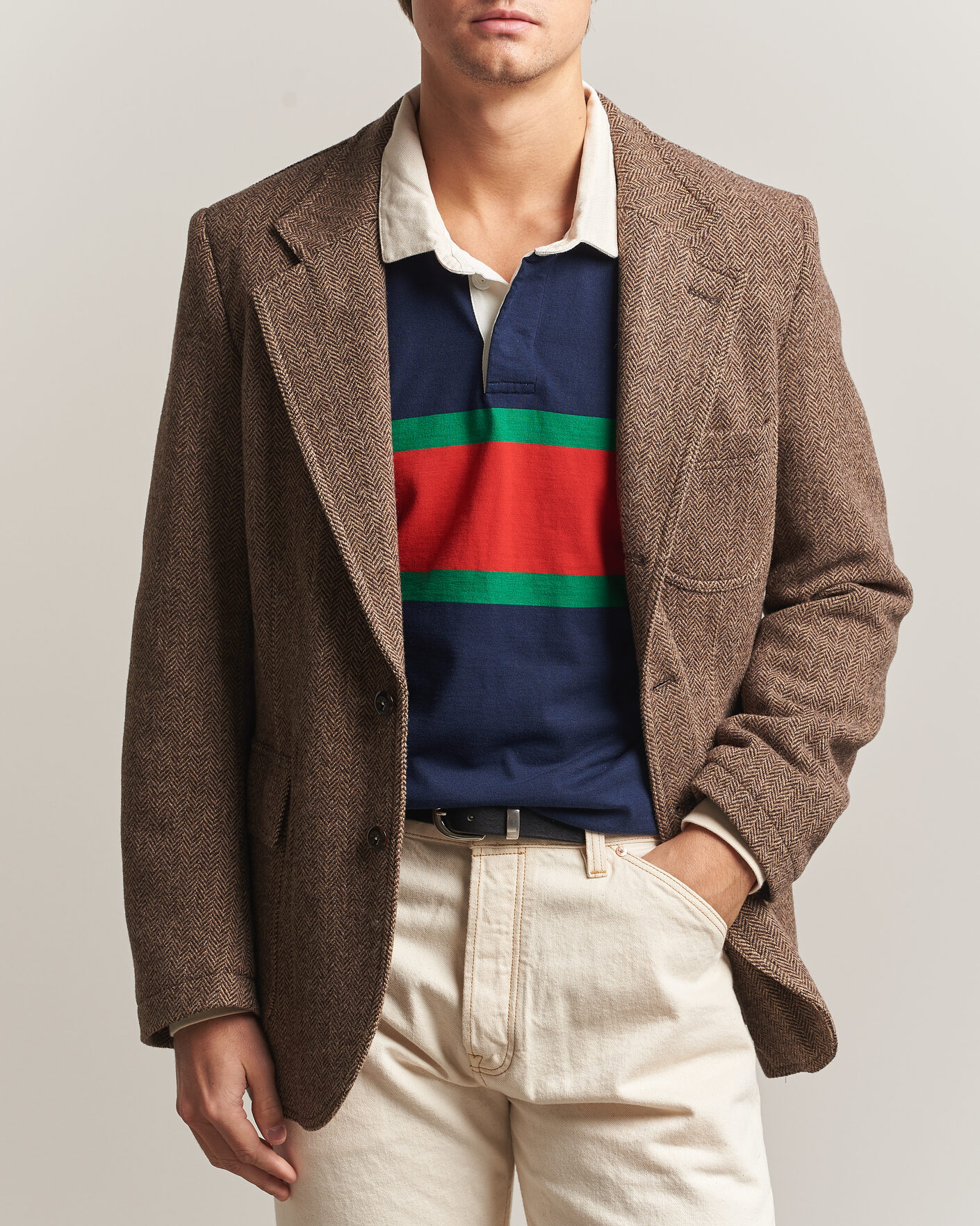 Uomini | Blazers | Drake's | MKVII Tweed Herringbone Games Blazer Brown