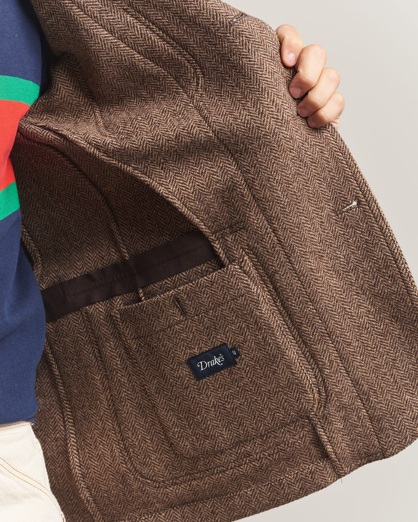 Uomini | Blazers | Drake's | MKVII Tweed Herringbone Games Blazer Brown
