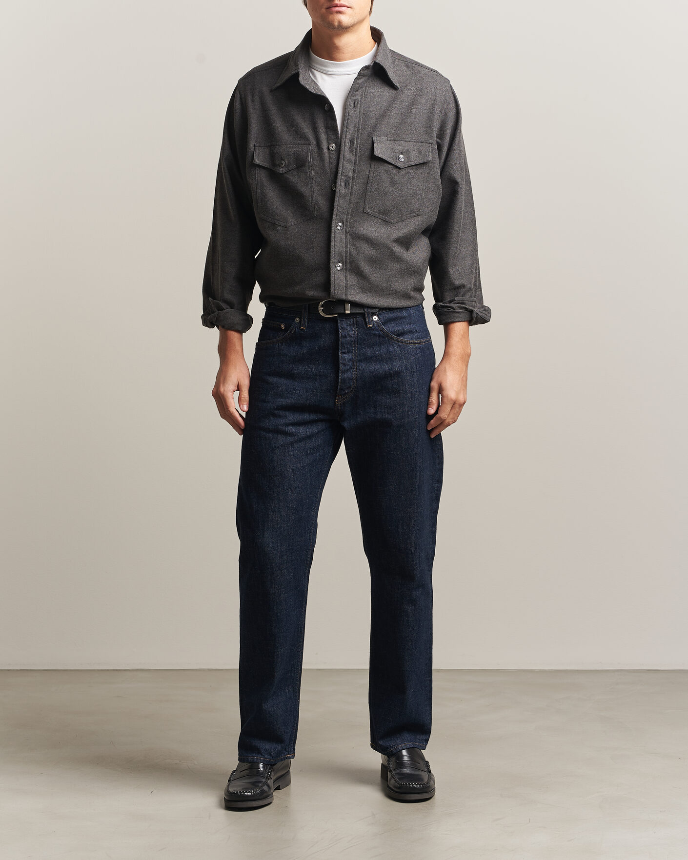Uomini | Camicie | Drake's | Two Pocket Casual Shirt Grey