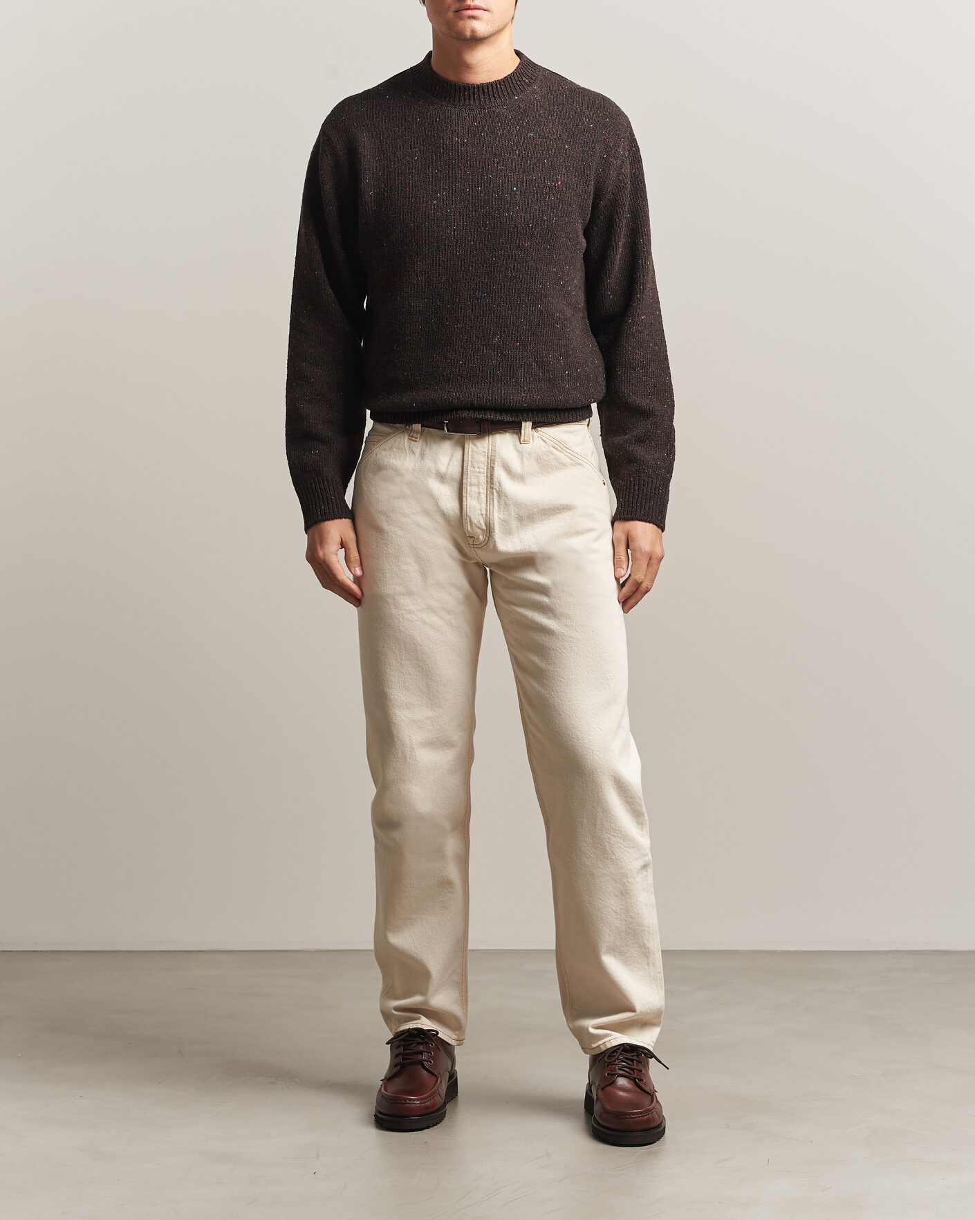 Uomini | Maglieria | Drake's | Donegal Crewneck Brown