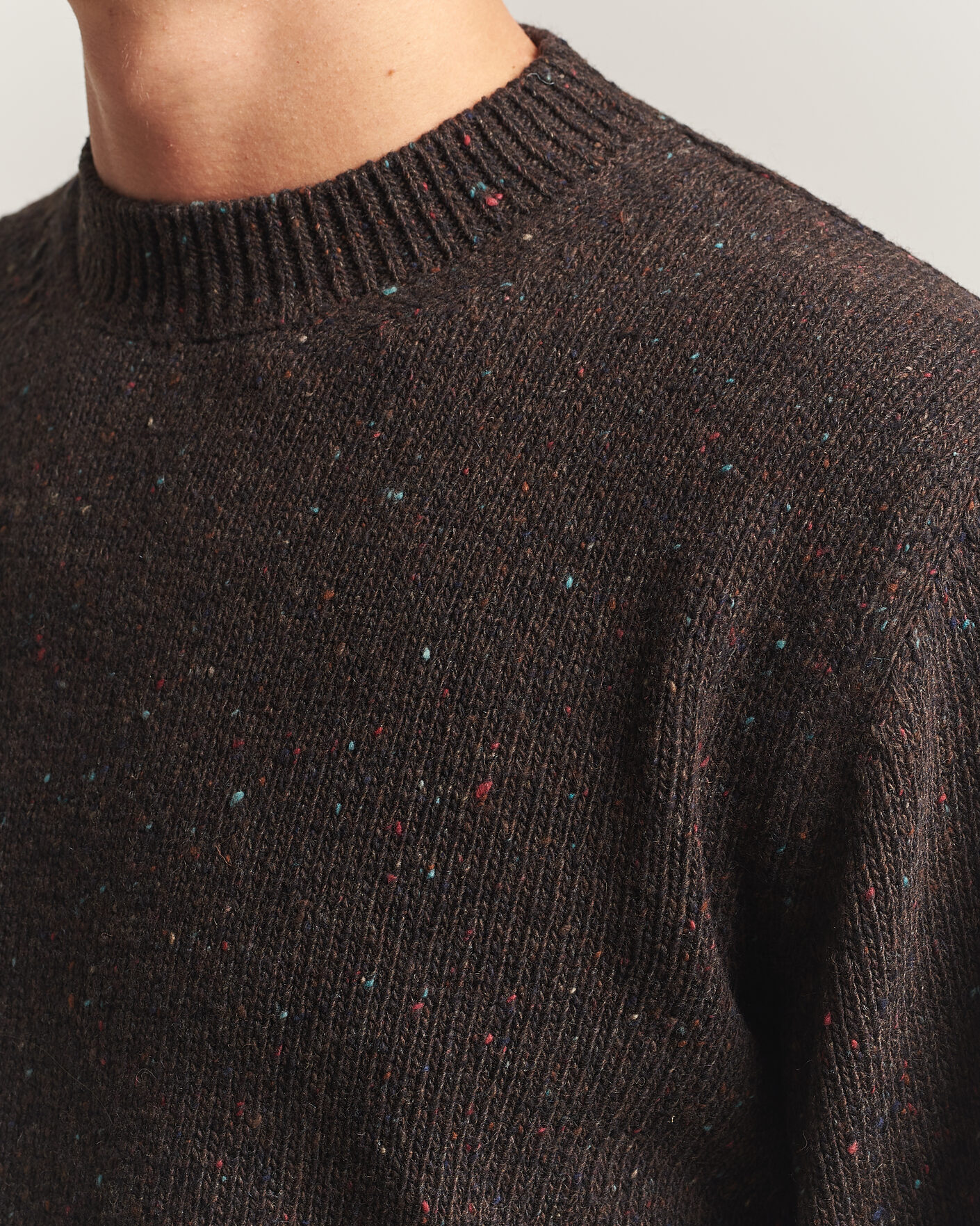 Uomini | Maglieria | Drake's | Donegal Crewneck Brown