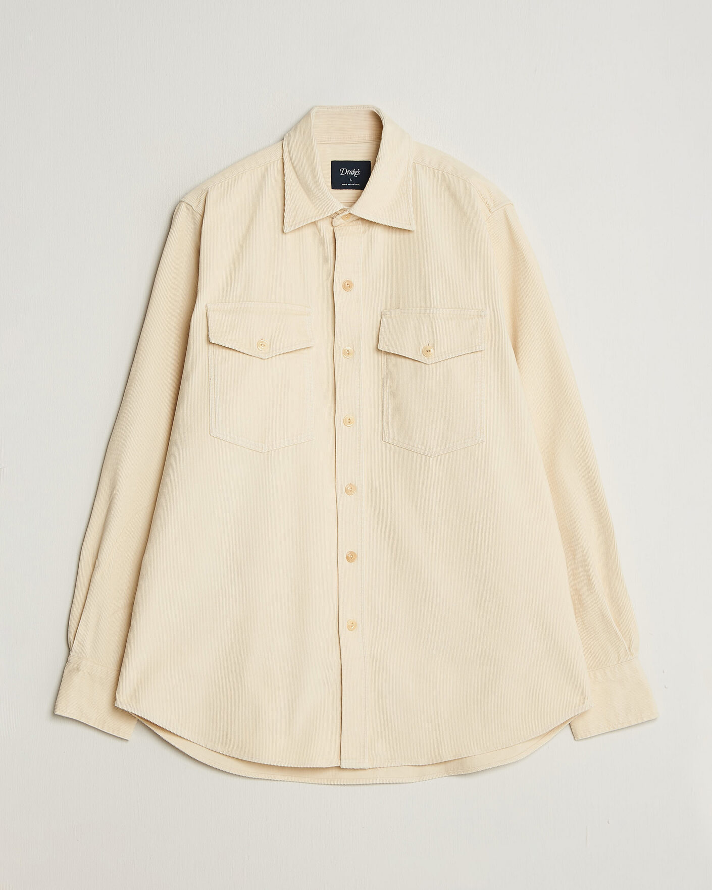 Uomini | Camicie | Drake's | Two Pocket Corduroy Shirt Ecru