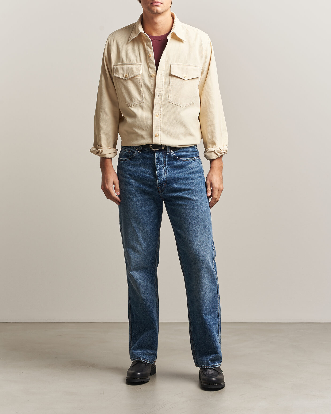 Uomini | Camicie | Drake's | Two Pocket Corduroy Shirt Ecru