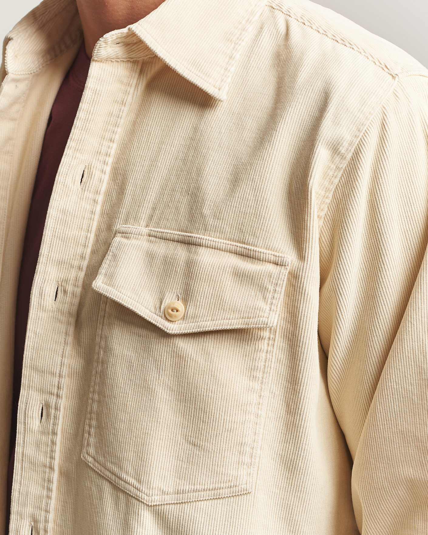 Uomini | Camicie | Drake's | Two Pocket Corduroy Shirt Ecru