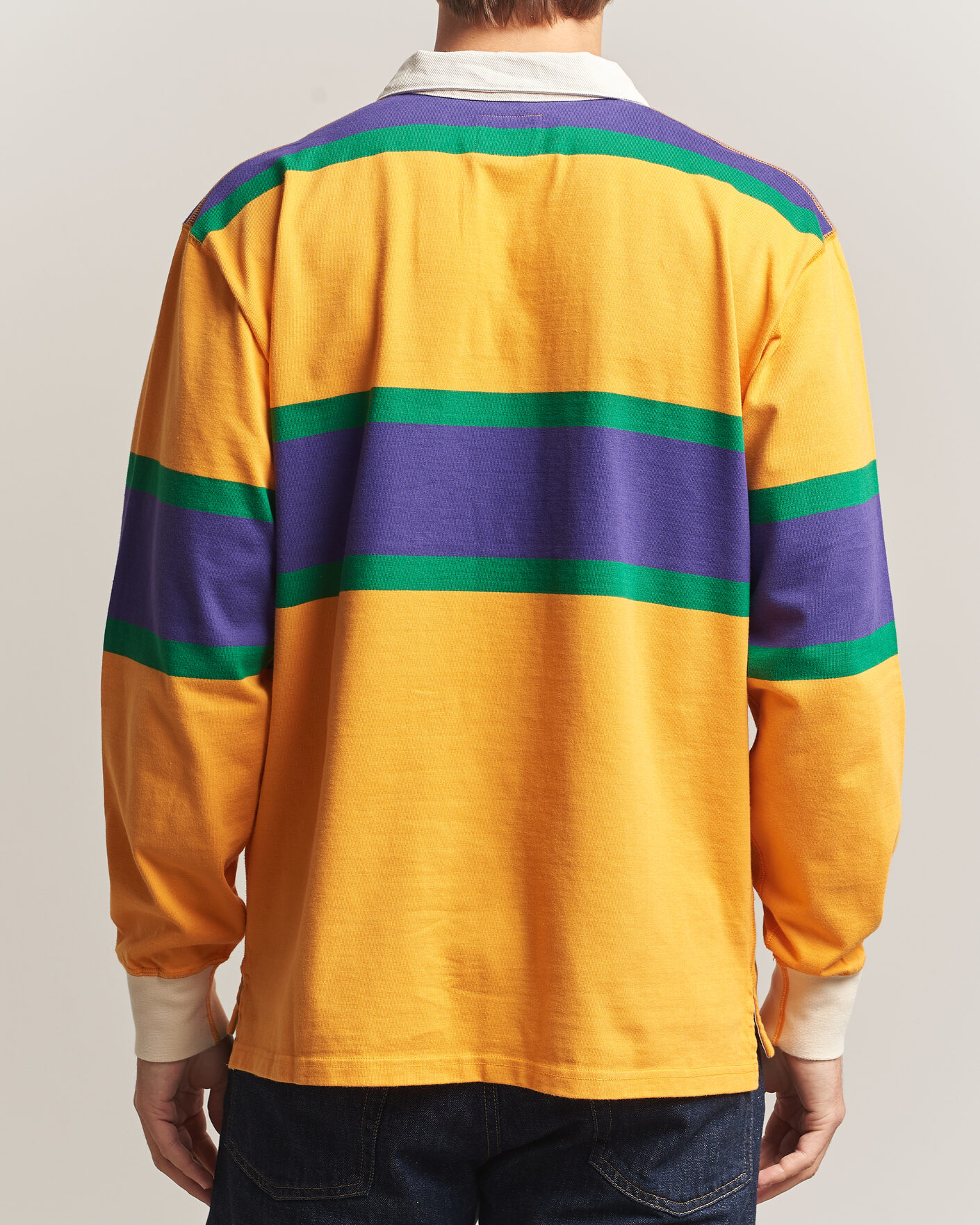 Uomini | Maglieria | Drake's | Block Stripe Rugby Yellow