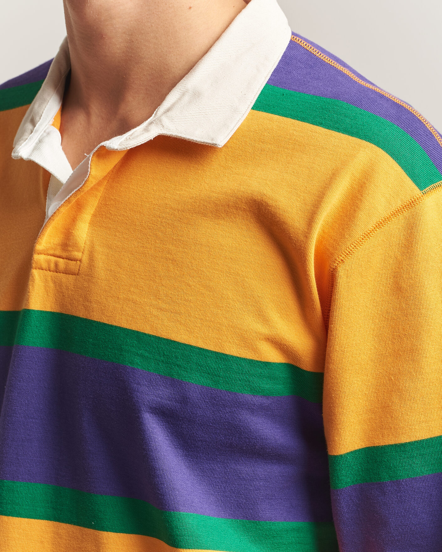 Uomini | Maglieria | Drake's | Block Stripe Rugby Yellow