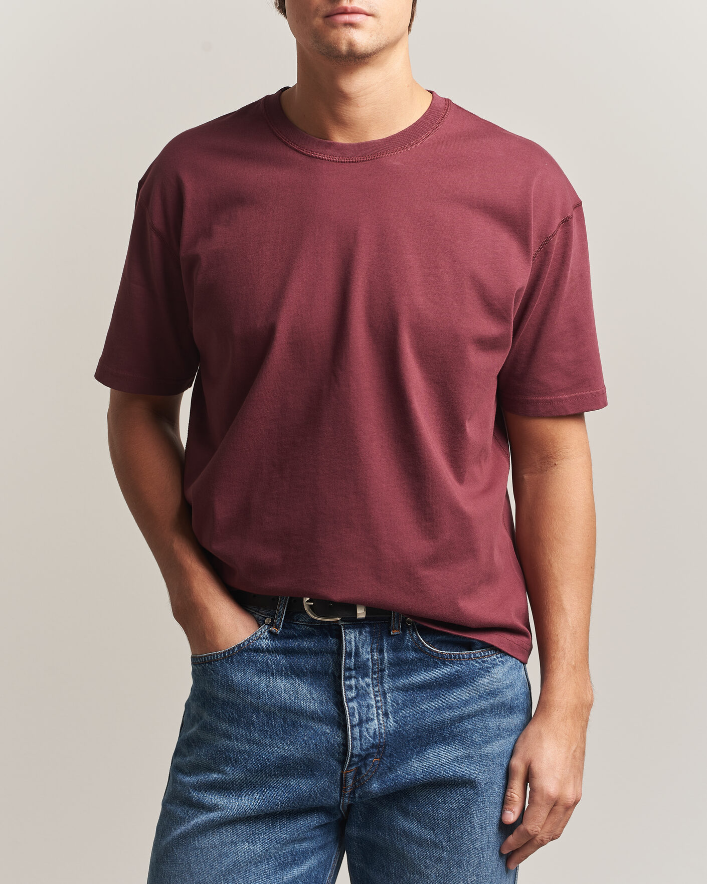 Uomini | T-shirt | Drake's | O´Clock Back Print Hiking T-Shirt Dark Plum