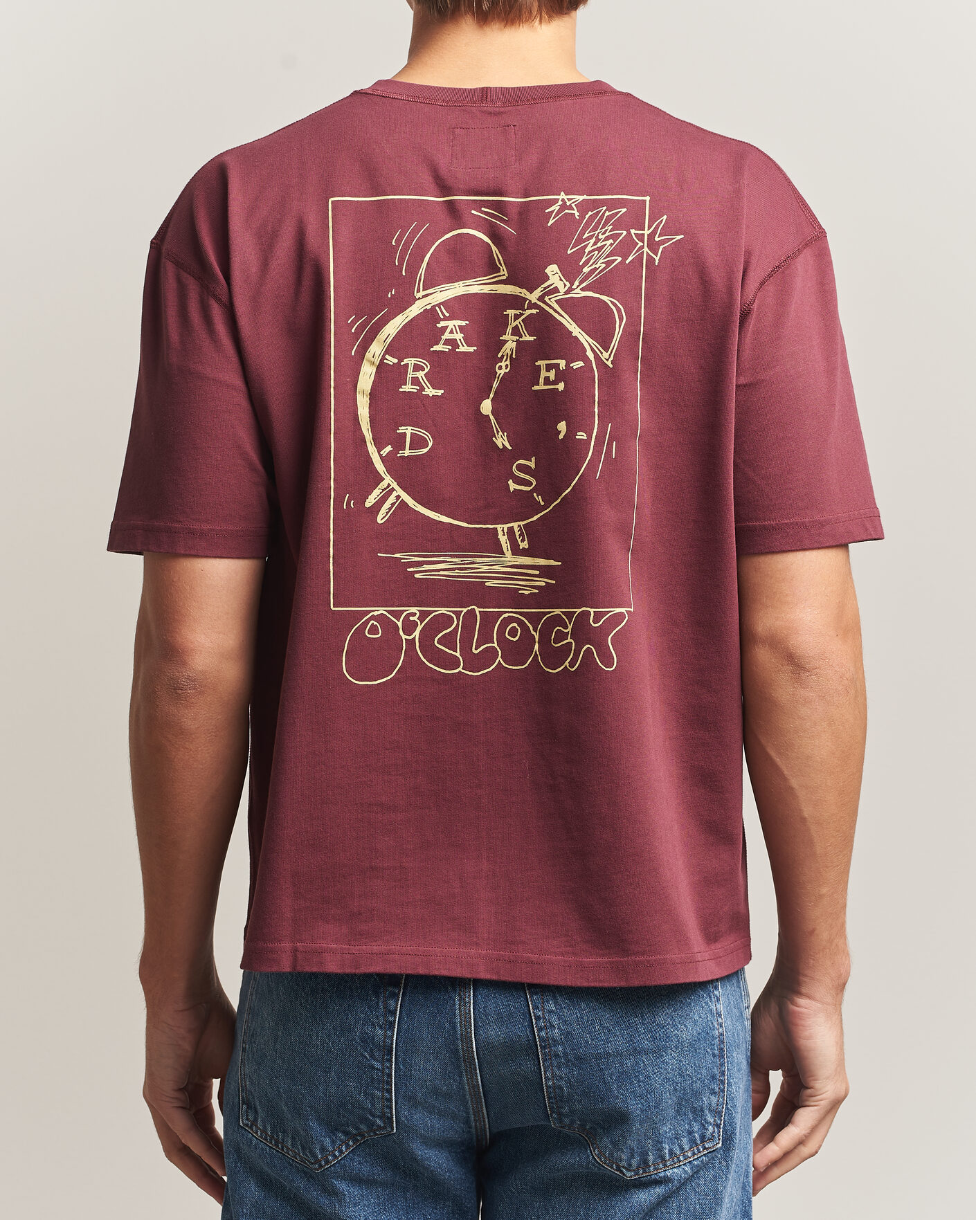 Uomini | T-shirt | Drake's | O´Clock Back Print Hiking T-Shirt Dark Plum