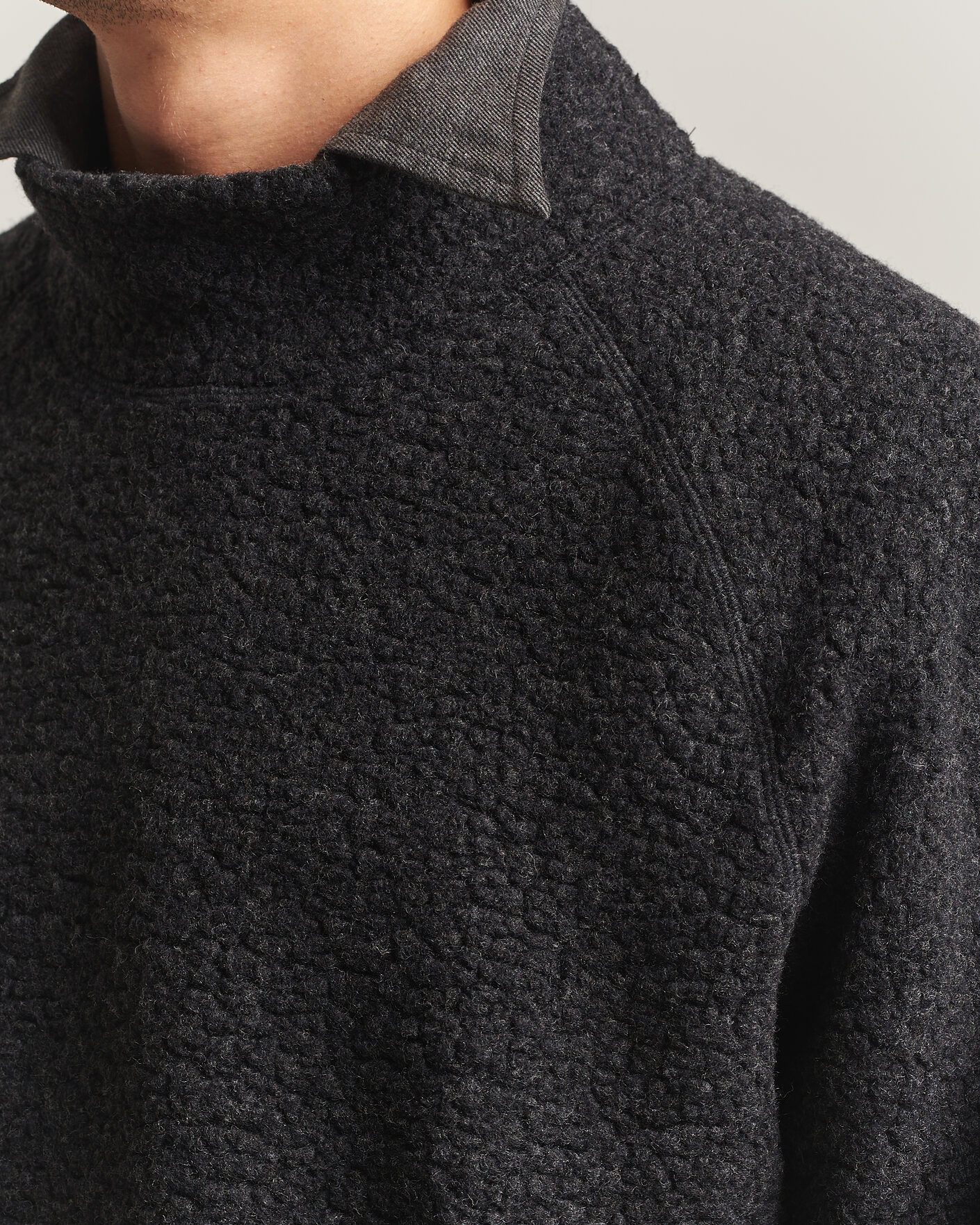 Uomini | Maglieria | Drake's | Mock Neck Fleece Grey