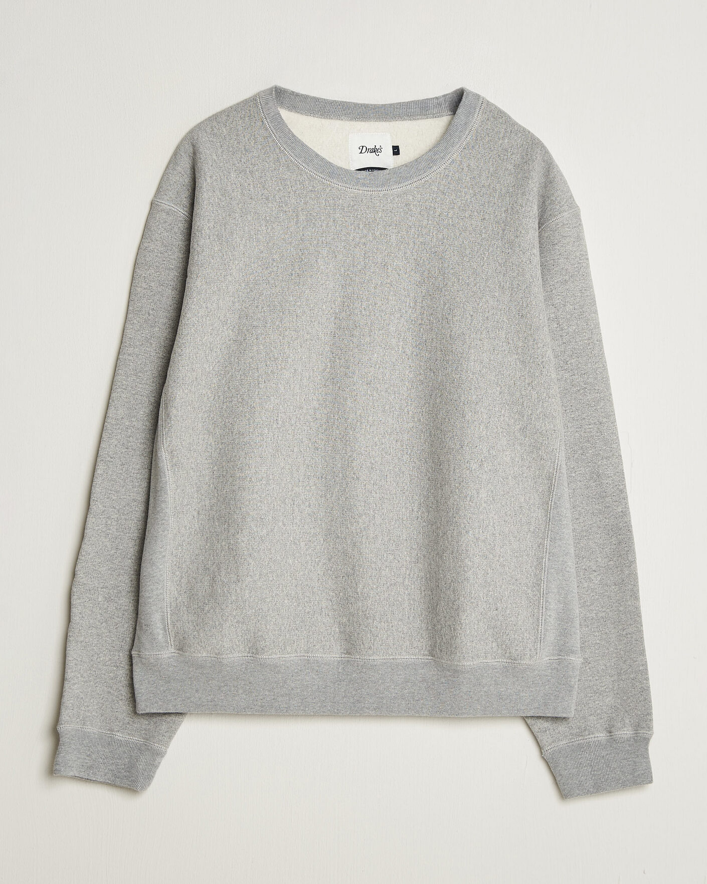 Uomini | Maglieria | Drake's | Reverse Weave Crewneck Sweatshirt Grey