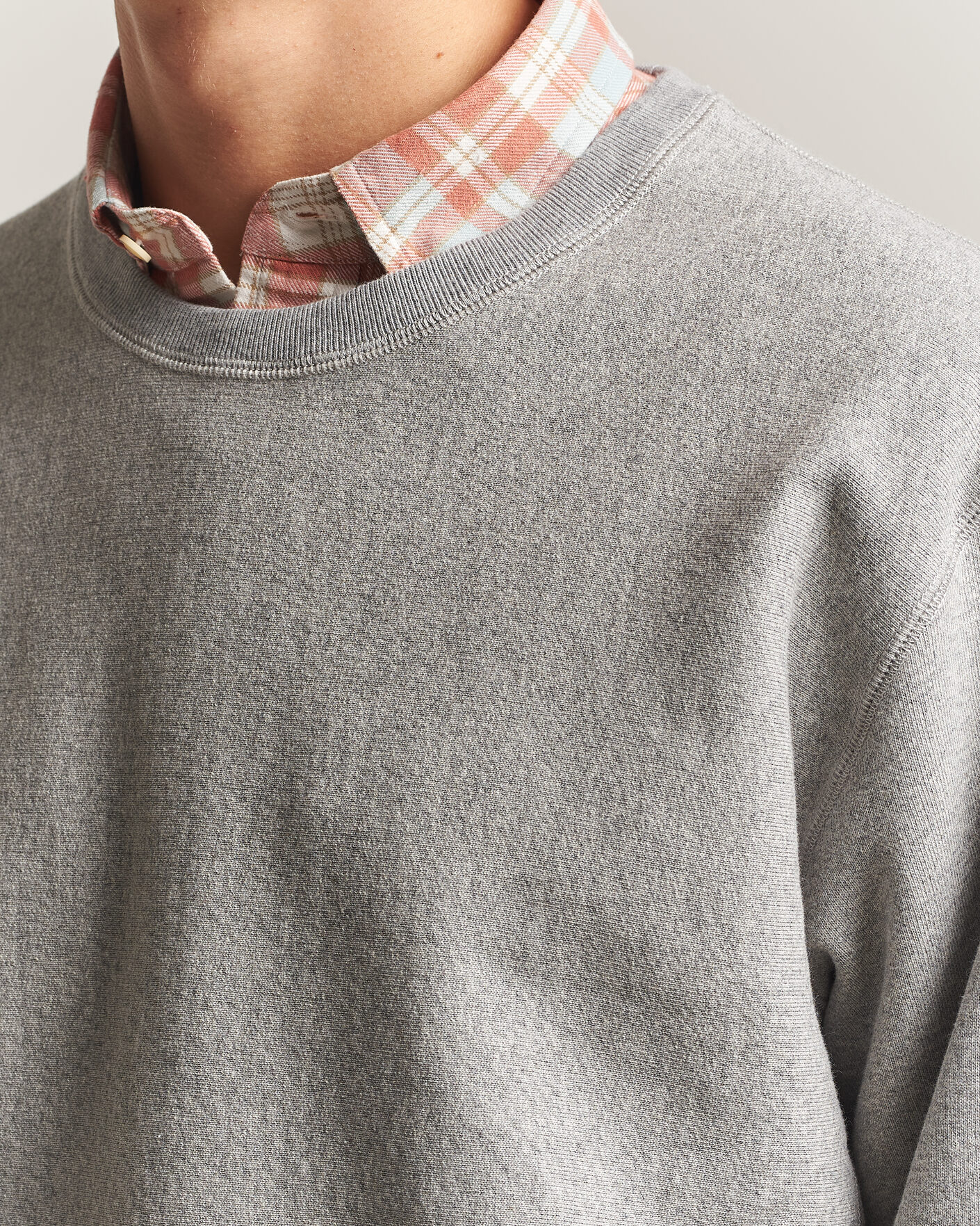 Uomini | Maglieria | Drake's | Reverse Weave Crewneck Sweatshirt Grey
