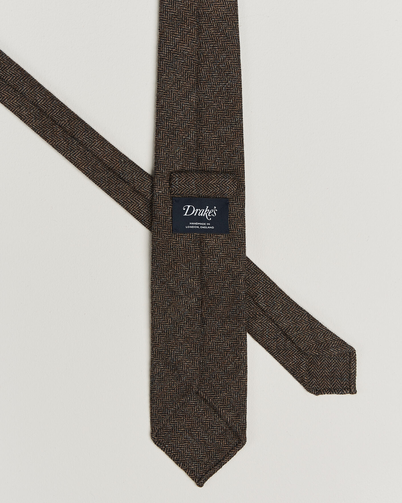 Uomini | Cravatte | Drake's | Shetland Herringbone Tie Brown
