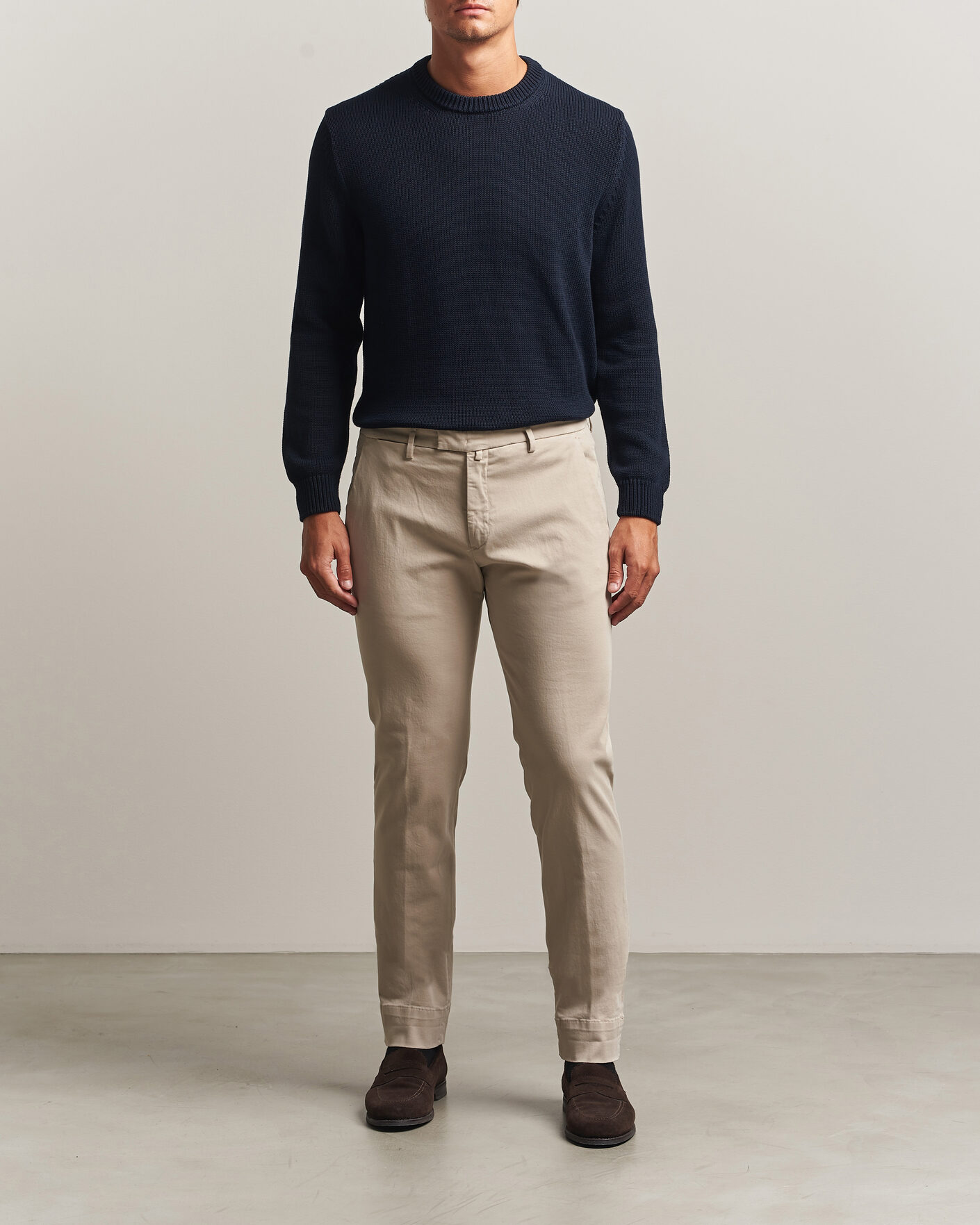 Uomini | Pantaloni | Briglia 1949 | Slim Fit Cotton Stretch Trousers Beige