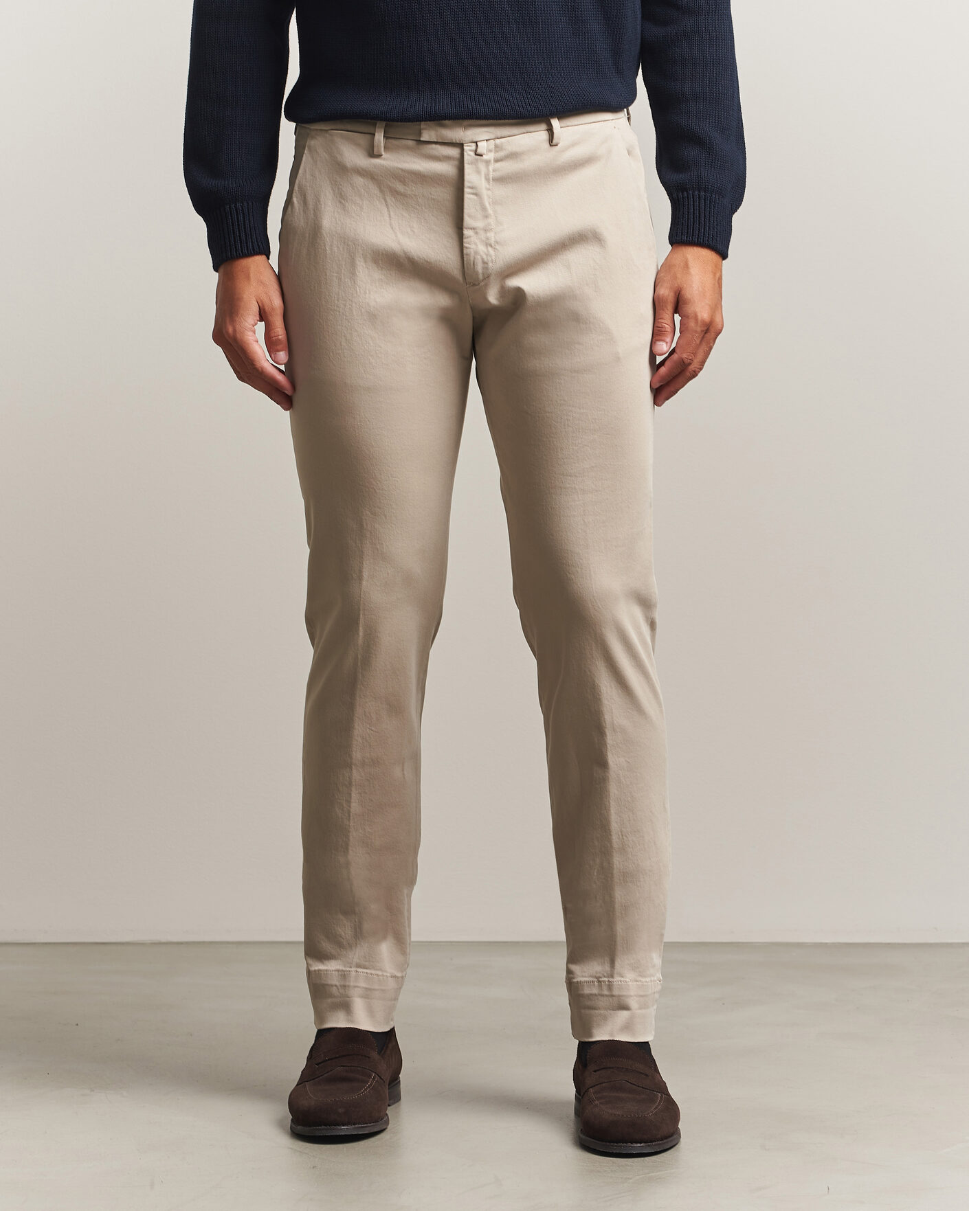 Uomini | Pantaloni | Briglia 1949 | Slim Fit Cotton Stretch Trousers Beige