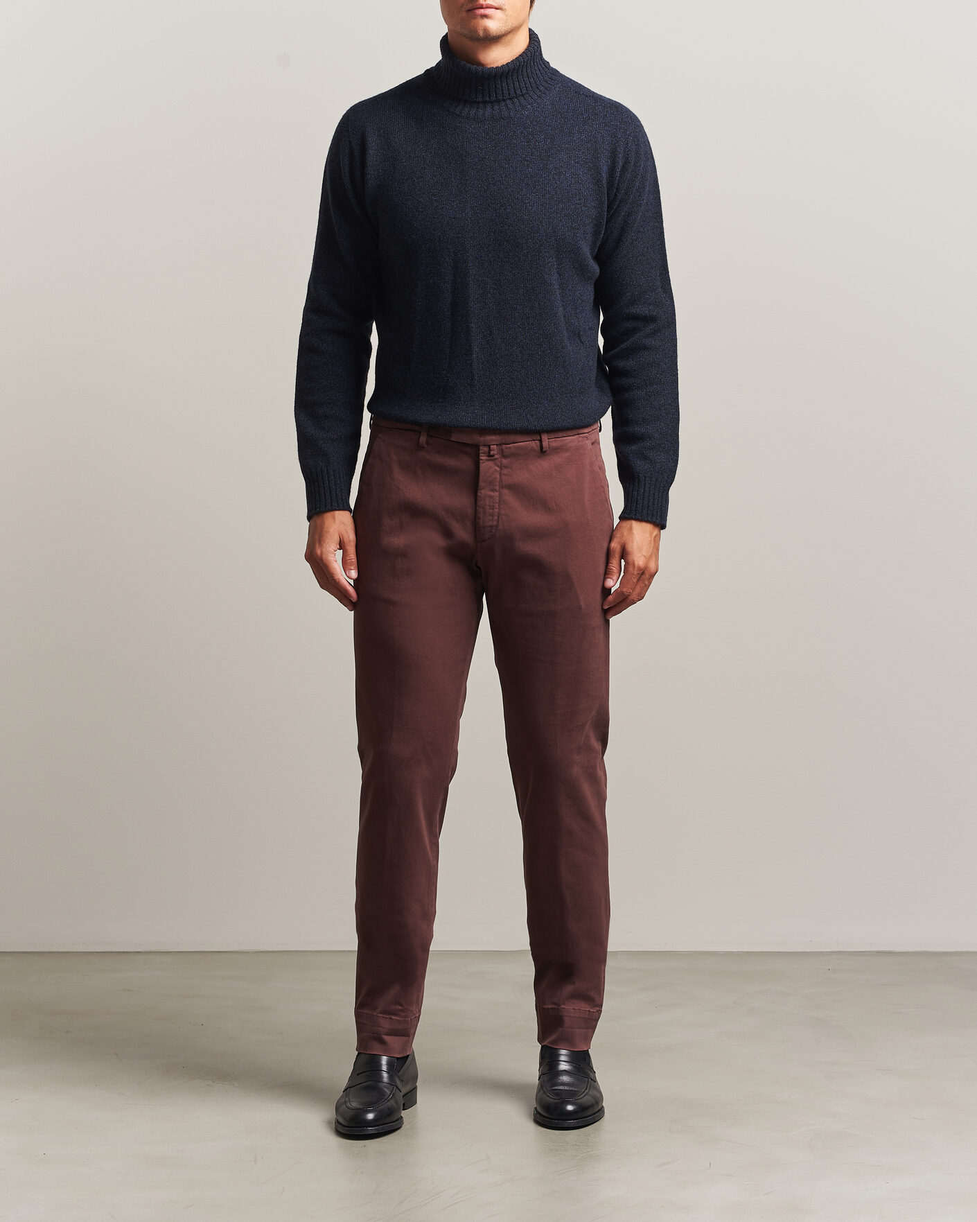 Uomini | Pantaloni | Briglia 1949 | Slim Fit Cotton Stretch Trousers Burgundy