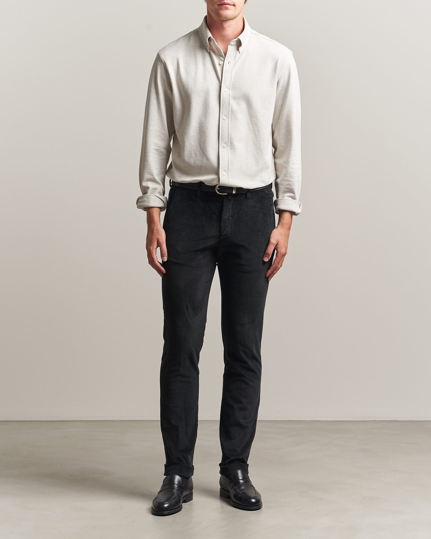 Uomini | Pantaloni | Briglia 1949 | Slim Fit Corduroy Trousers Black