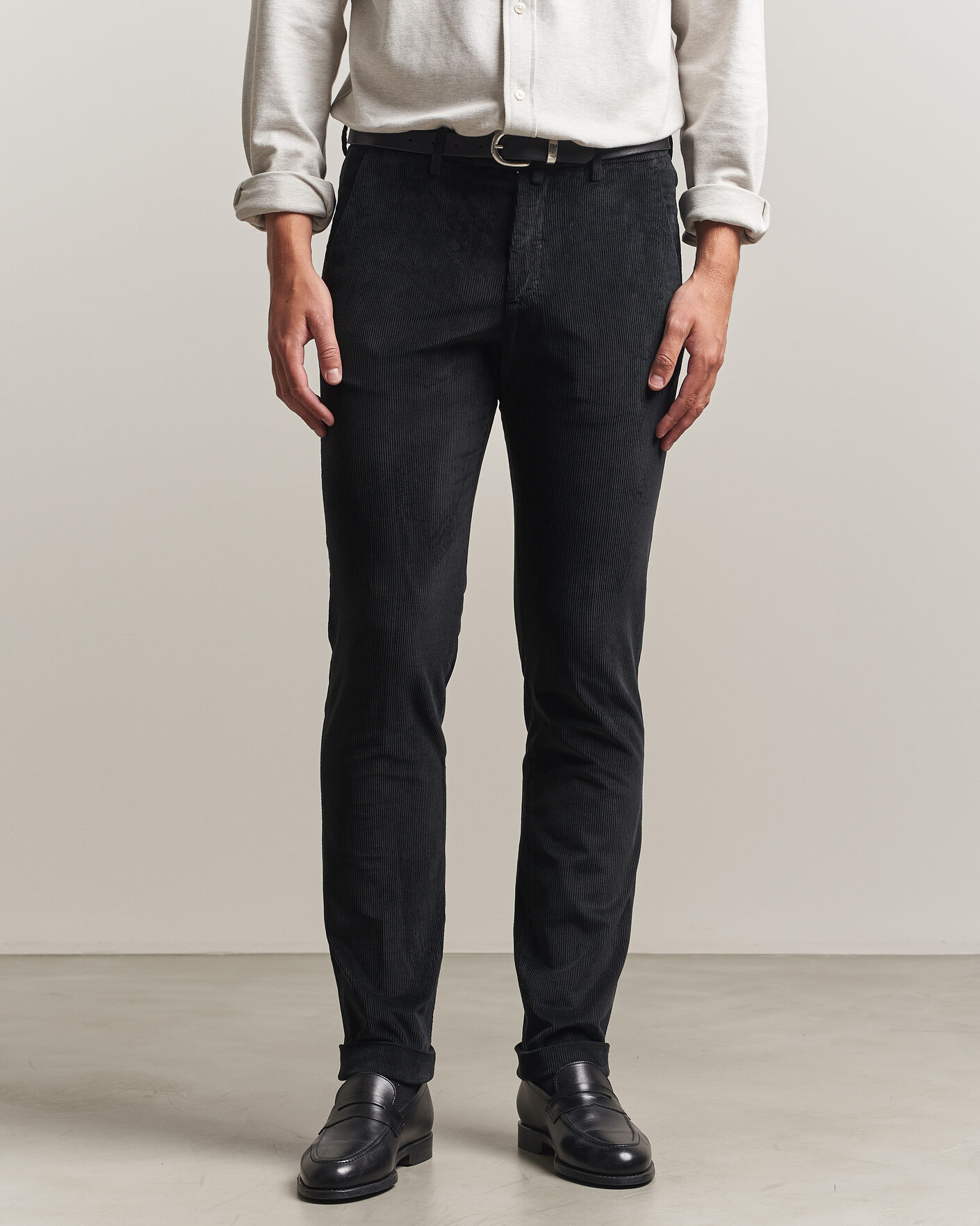 Uomini | Pantaloni | Briglia 1949 | Slim Fit Corduroy Trousers Black