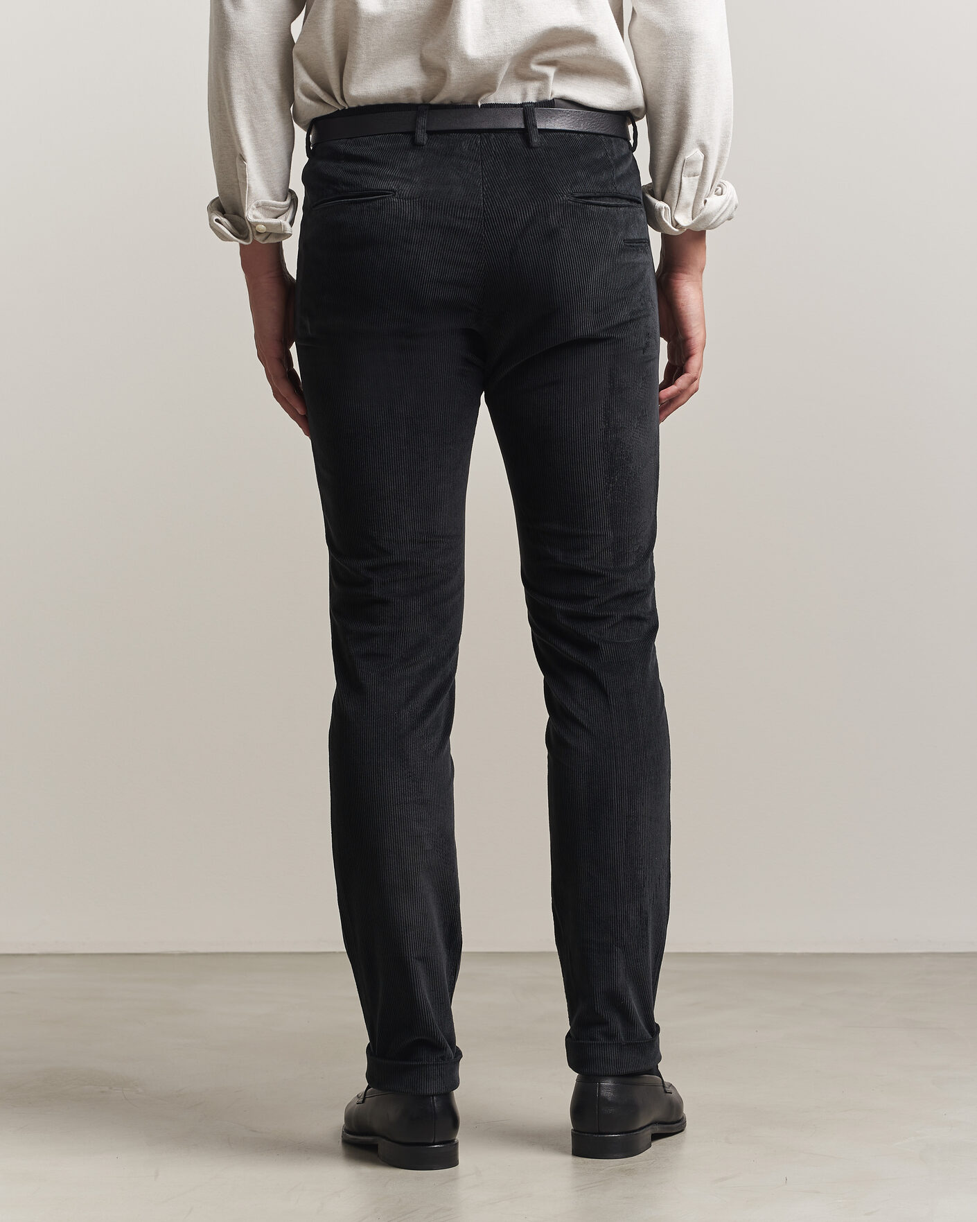 Uomini | Pantaloni | Briglia 1949 | Slim Fit Corduroy Trousers Black