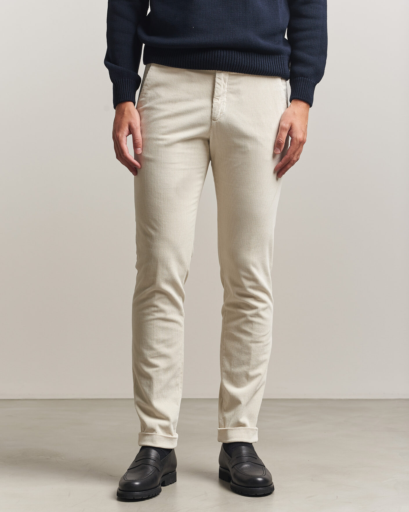 Uomini | Pantaloni | Briglia 1949 | Slim Fit Corduroy Trousers Off White
