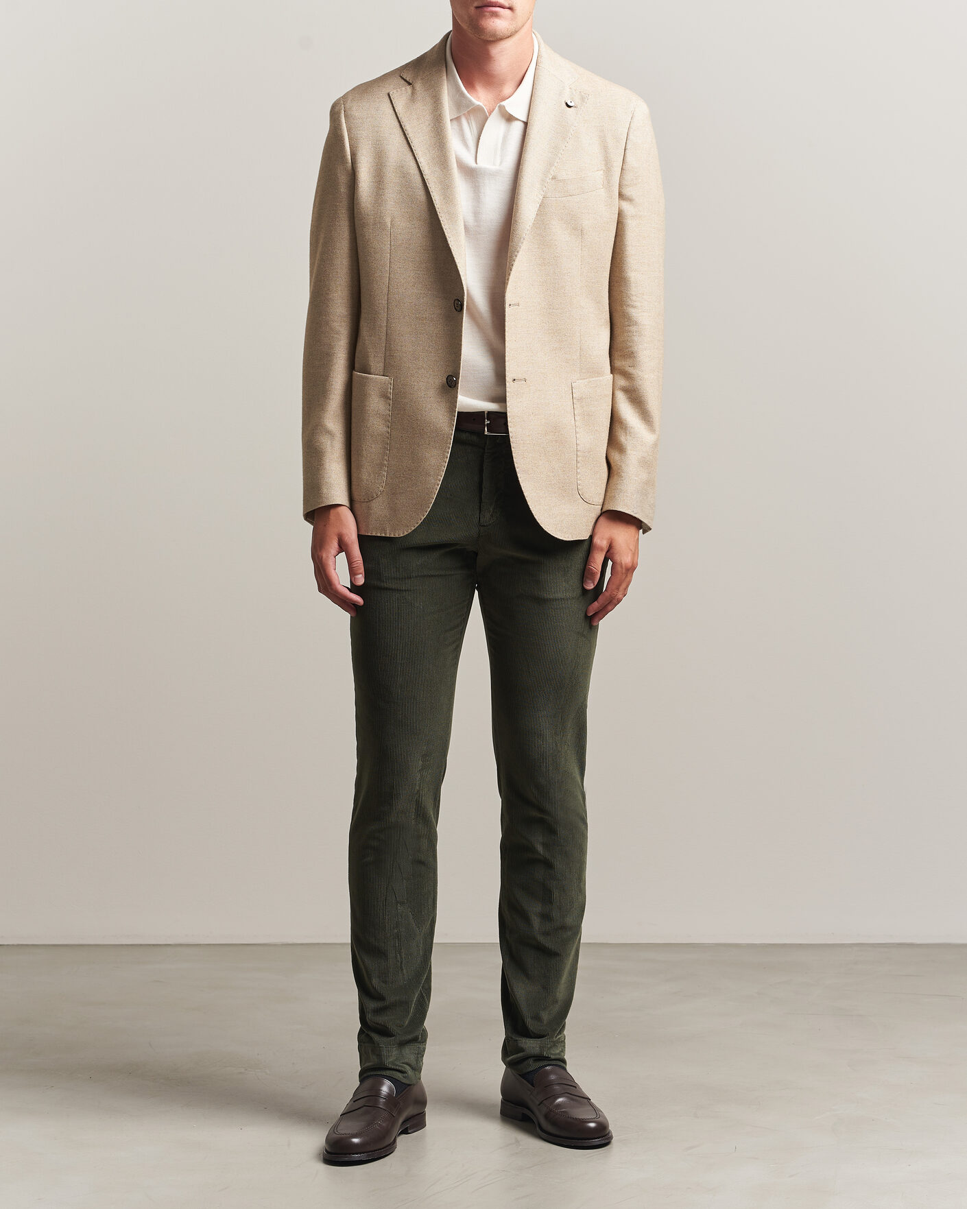 Uomini | Pantaloni | Briglia 1949 | Slim Fit Corduroy Trousers Dark Green