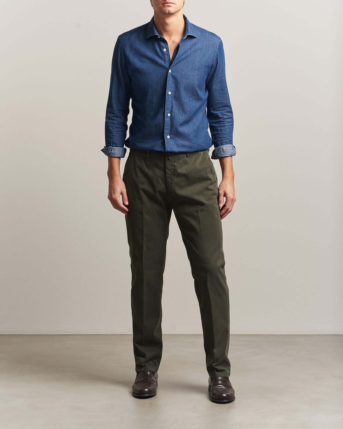 Uomini | Pantaloni | Briglia 1949 | Soho Tailored Easy Fit Chino Olive