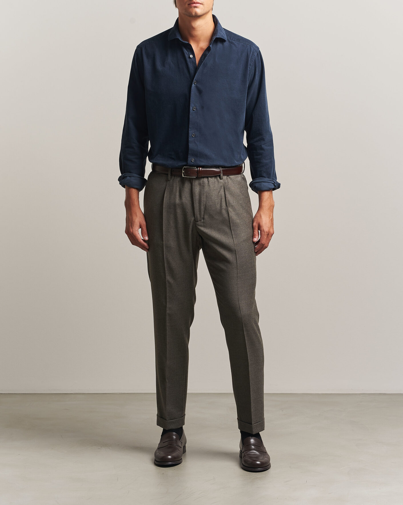 Uomini | Pantaloni | Briglia 1949 | Isola Stretch Flannel Trousers Brown